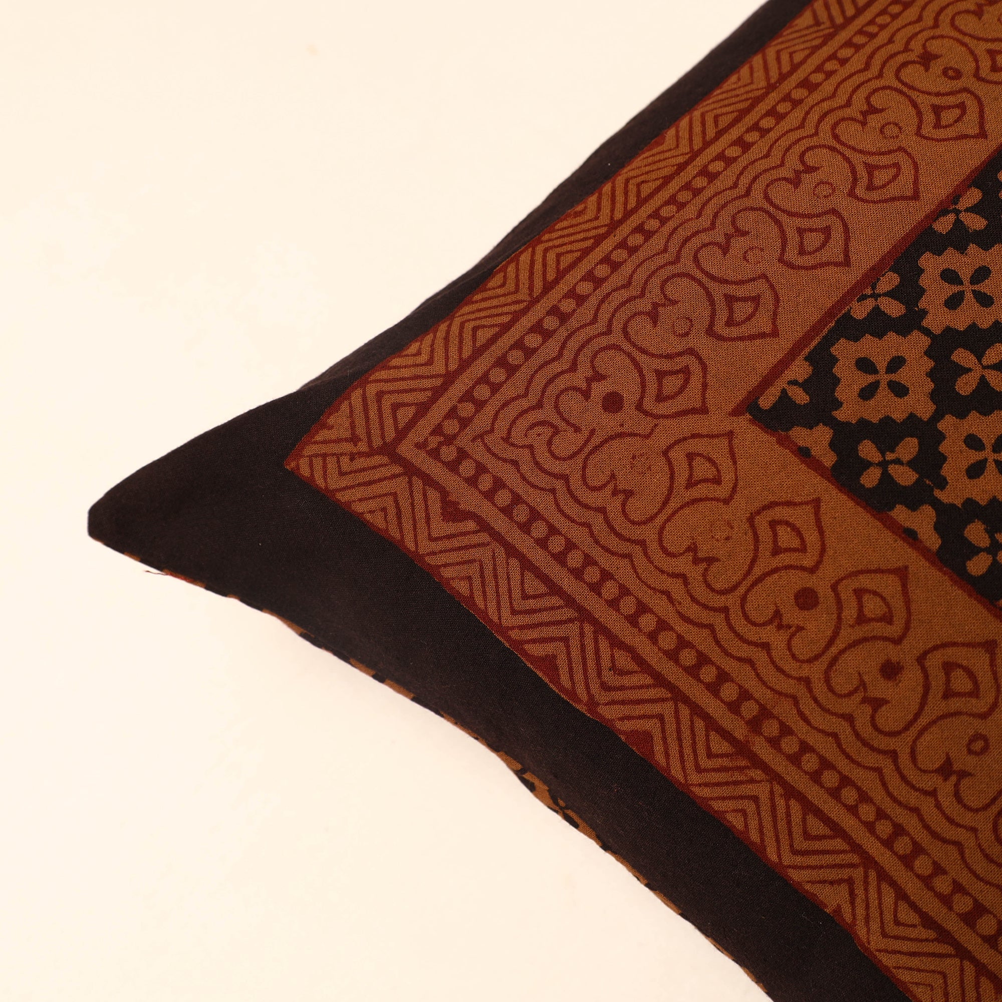 BAGH PRINTS BY ANSHAR FARUKH KHATRI Brown - Bagh Block Printed Cotton Cushion Cover (16 x 16 in) 15 - view 2