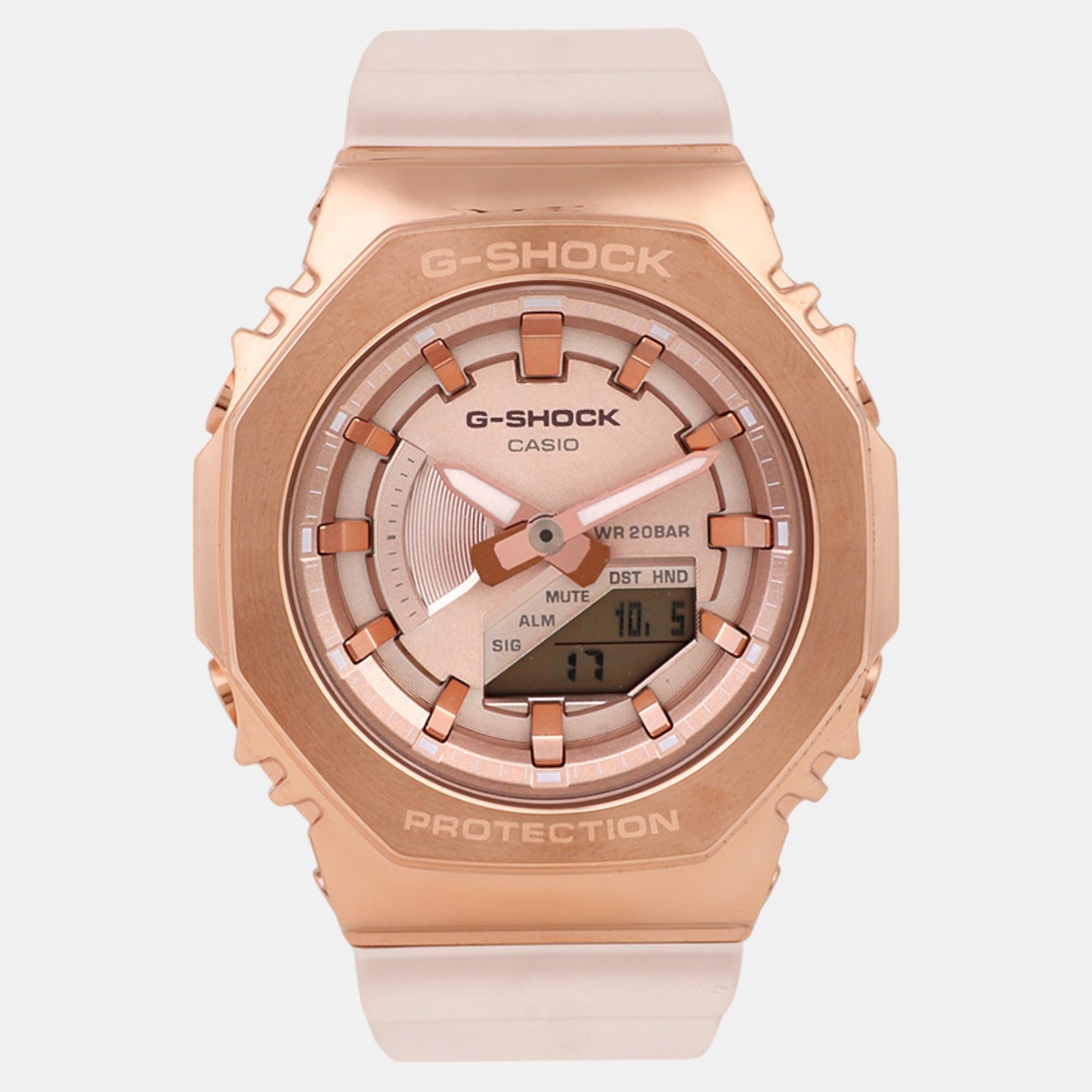 Casio G-Shock Women Quartz Rose Gold Dial Analog-Digital Resin Watch G1463