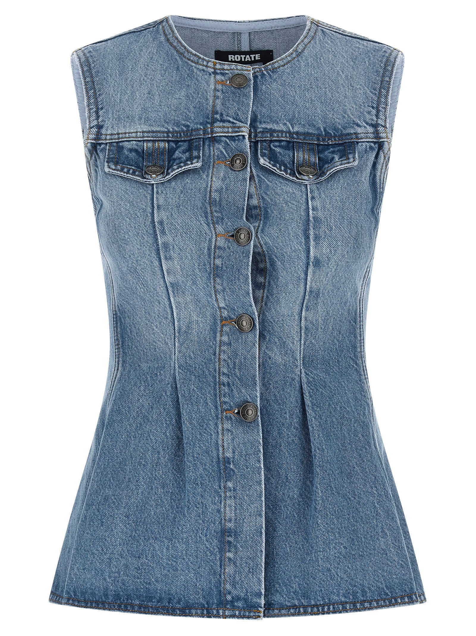 Rotate Birger Christensen Flared Denim Top – 100% cotton