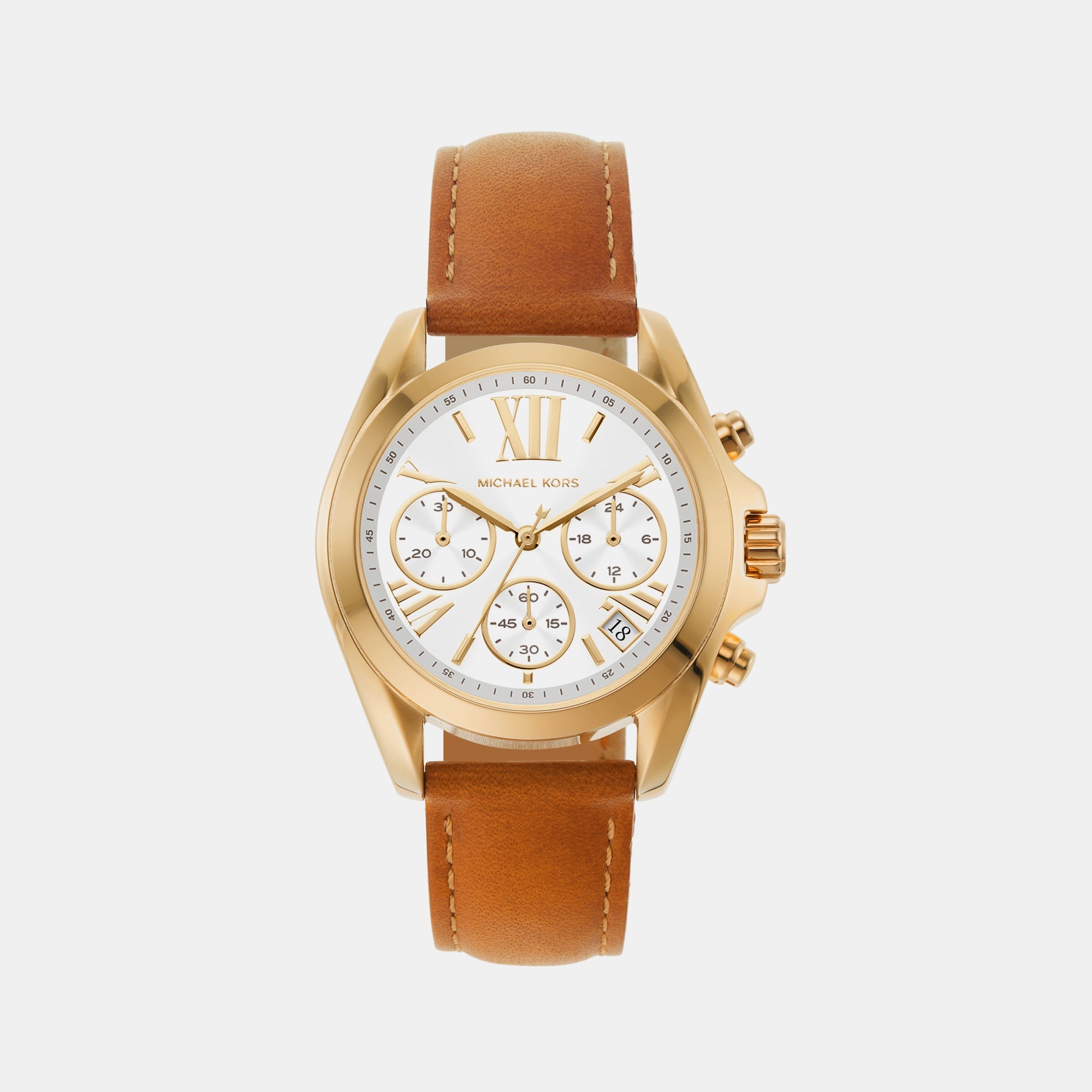 Michael Kors Bradshaw Women Quartz White Dial Chronograph Leather Watch MK2961