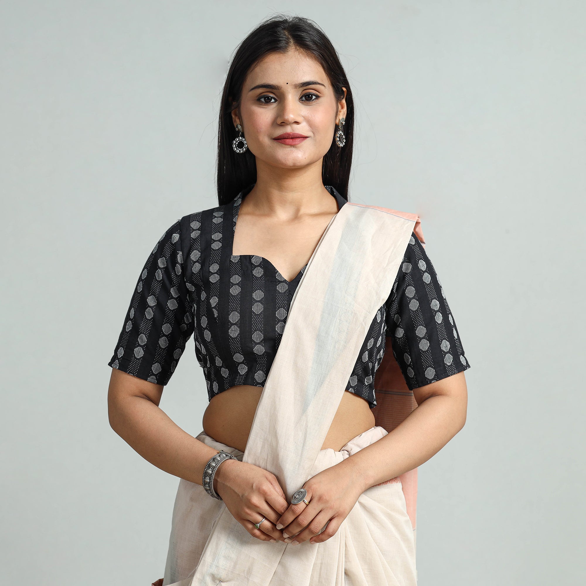 ITOKRI CASUALS Black - Jacquard Weave Cotton Stitched Blouse 07