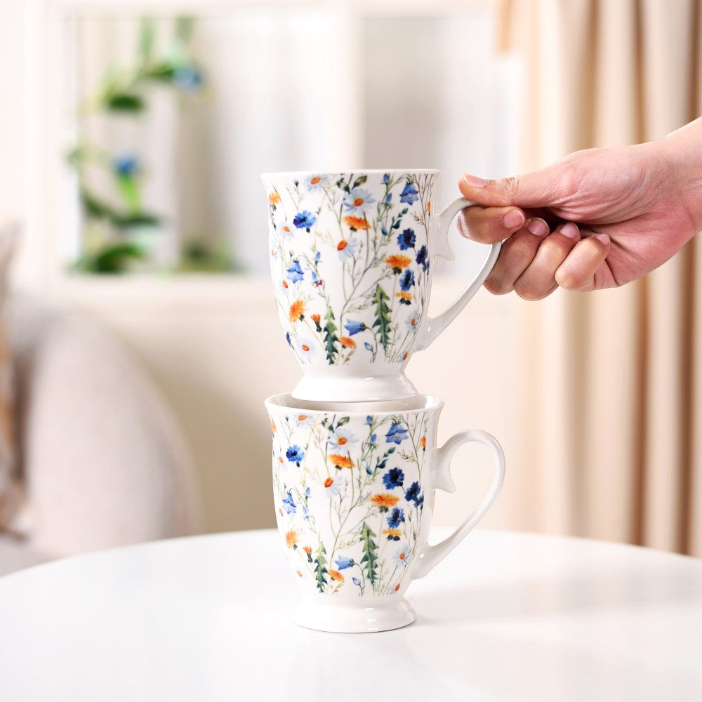 Nestasia Victorian Garden Ceramic Coffee Mug Set Of 2 Blue 400ml - view 2