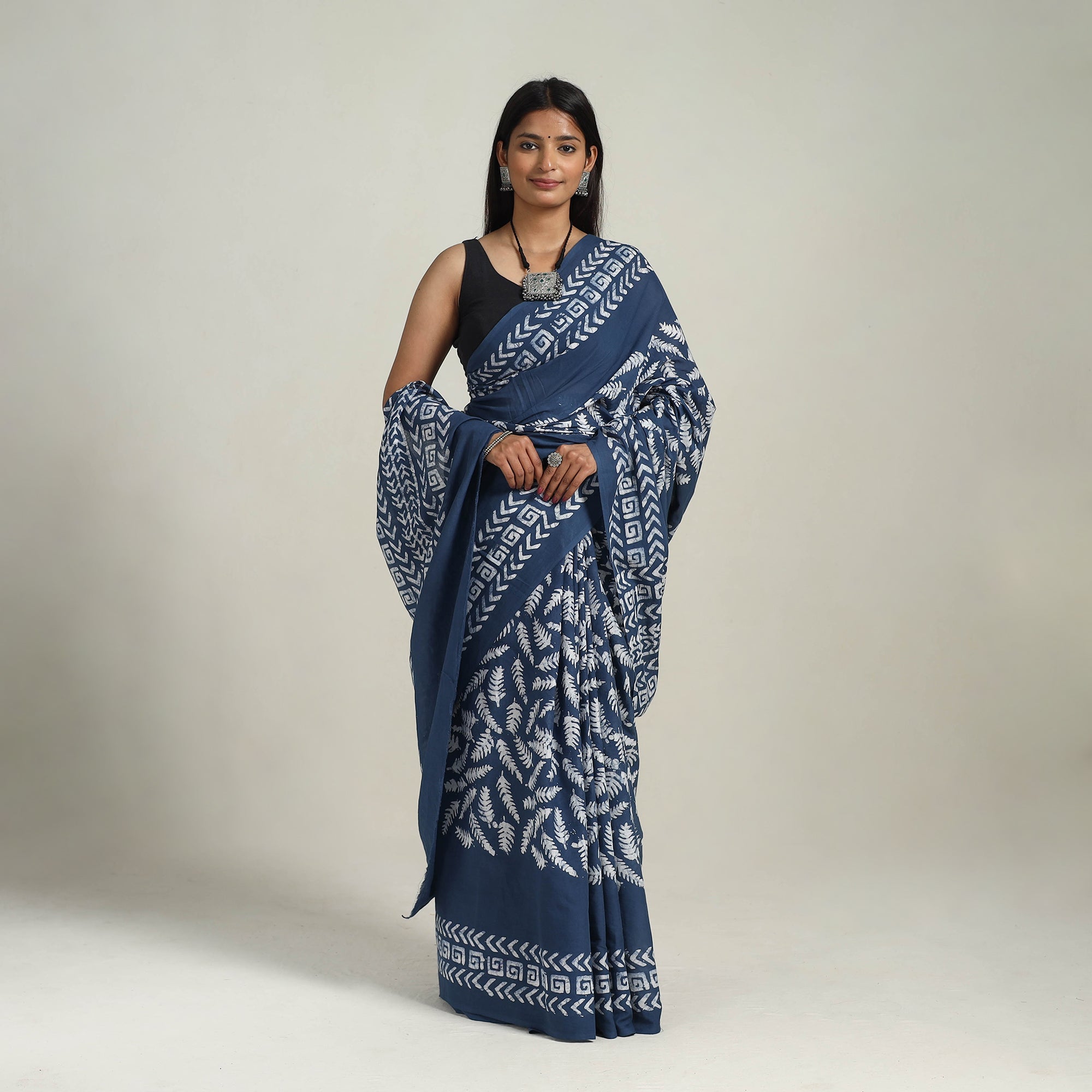 BATIK BY MD. SHARIFF Blue - Cotton Hand Batik Print Saree 08