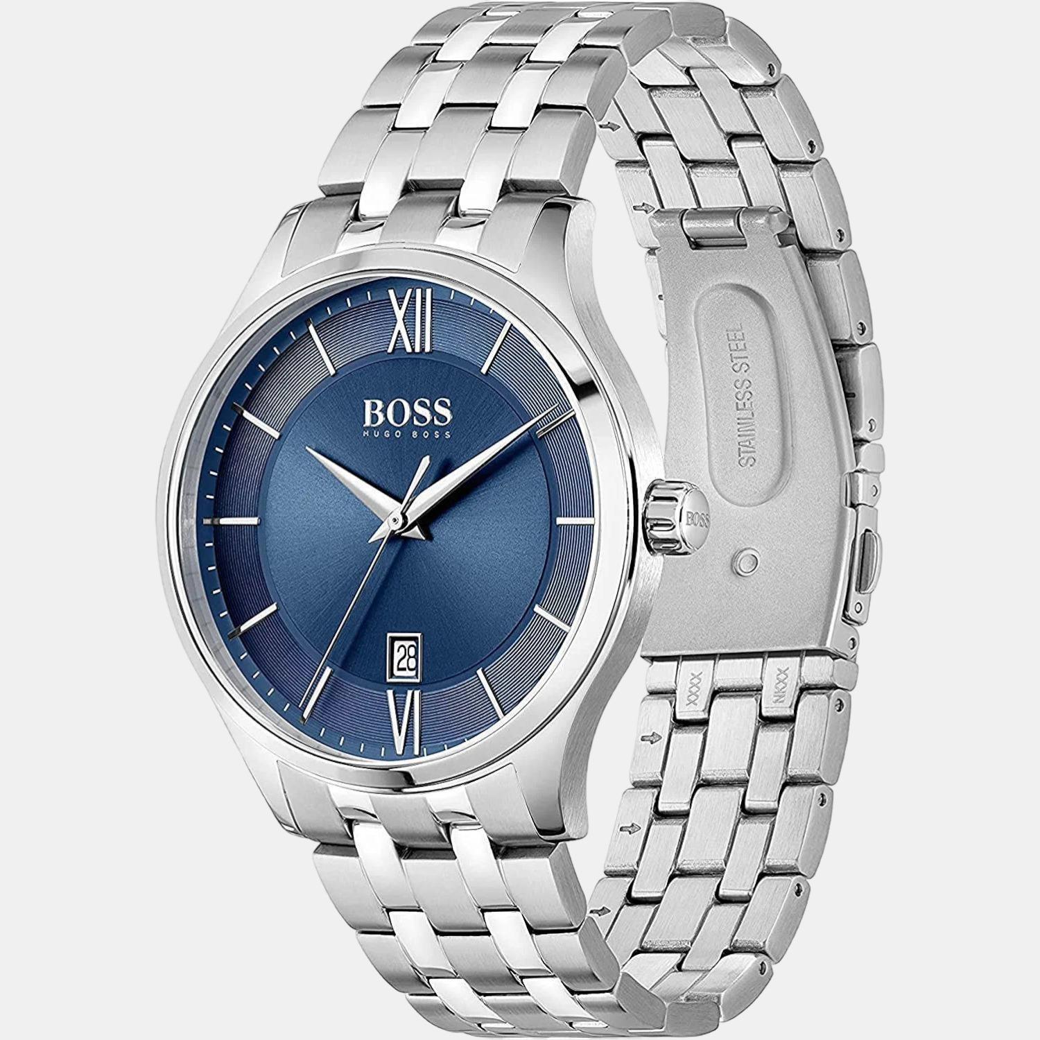 Boss Elite Men Quartz Blue Dial Analog Stainless Steel Watch 1513895 - view 2