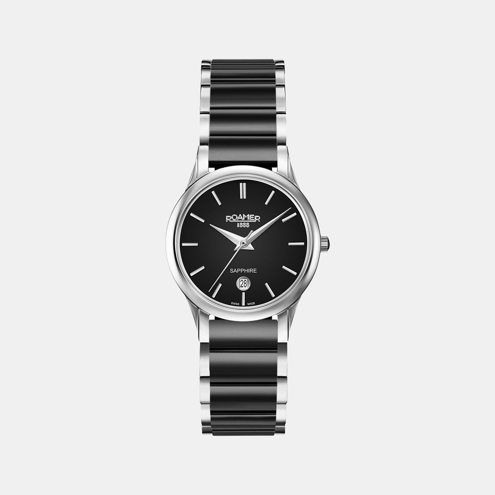 Roamer C-Line Women Quartz Black Dial Analog Ceramic Watch 657844 41 55 60