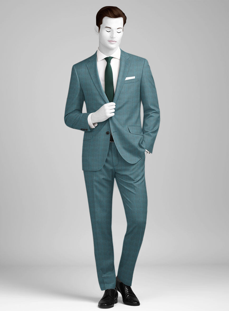 StudioSuits Napolean Gisde Glen Light Blue Wool Suit