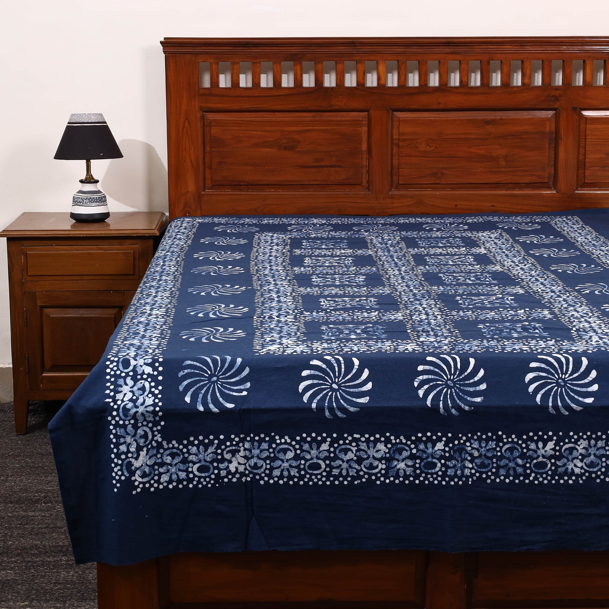 BATIK BY MD. SHARIFF Blue - Cotton Hand Batik Print Single Bedsheet (91 x 57 ) 33