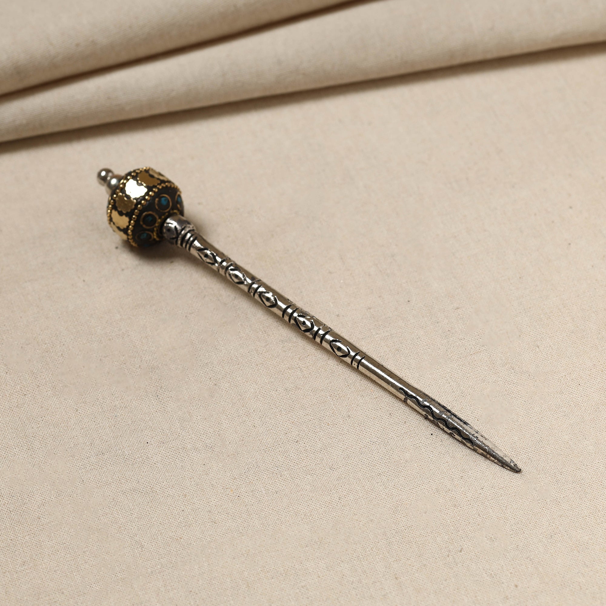 WHITE RIVER STORIES Antique Finish Oxidised German Silver Juda Stick