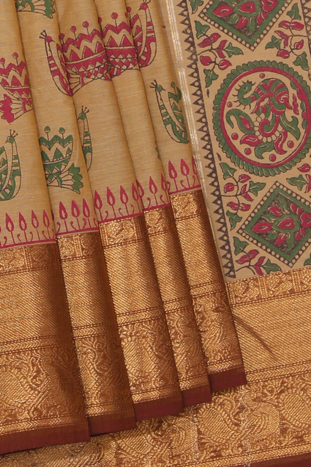 Kalanjali Ethnics Hand block printed cotton saree