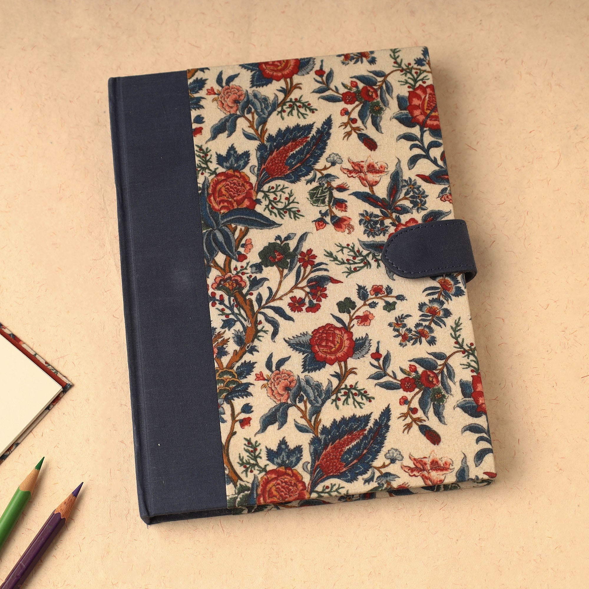 SUKRITI INPRINT Beige - Floral Printed Handcrafted Magnetic Closure Notebook (8 x 6 in) 13