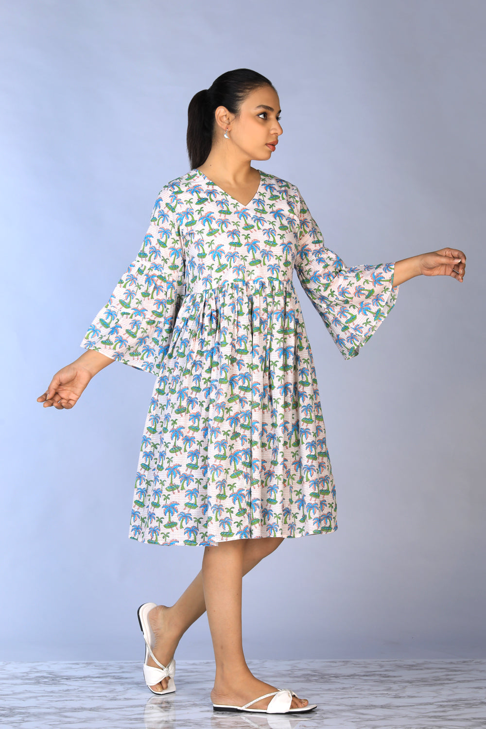 Kalanjali Ethnics Handblock Printed gathered Dress - view 4