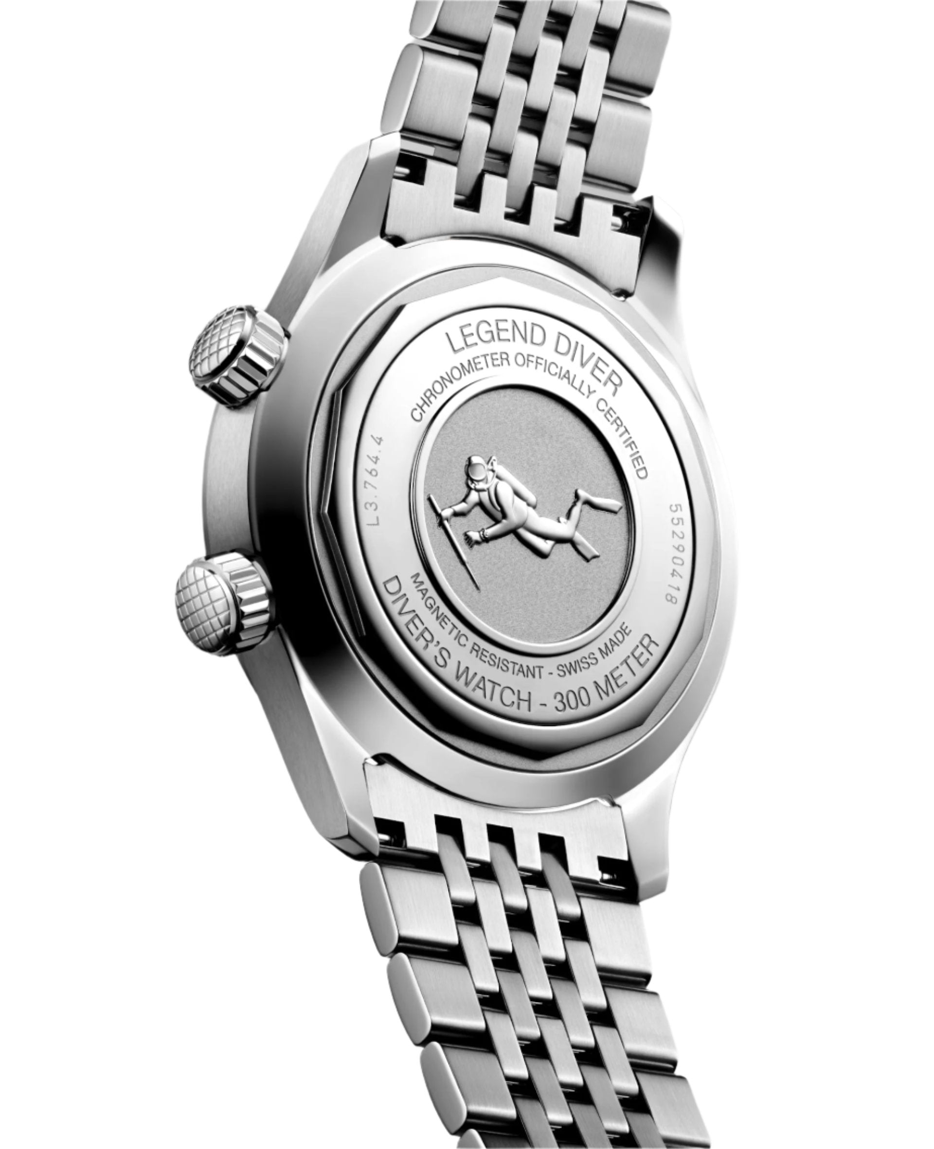 Longines Legend Diver Terracotta Dial & Silver Chain Watch for Men - view 2