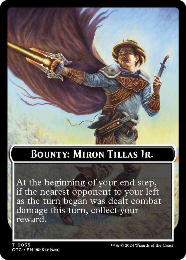 Bounty miron tillas – Magic Bounty: Miron Tillas Jr. Token [35] [Outlaws of Thunder Junction: Commander: Tokens] [Non-Foil]