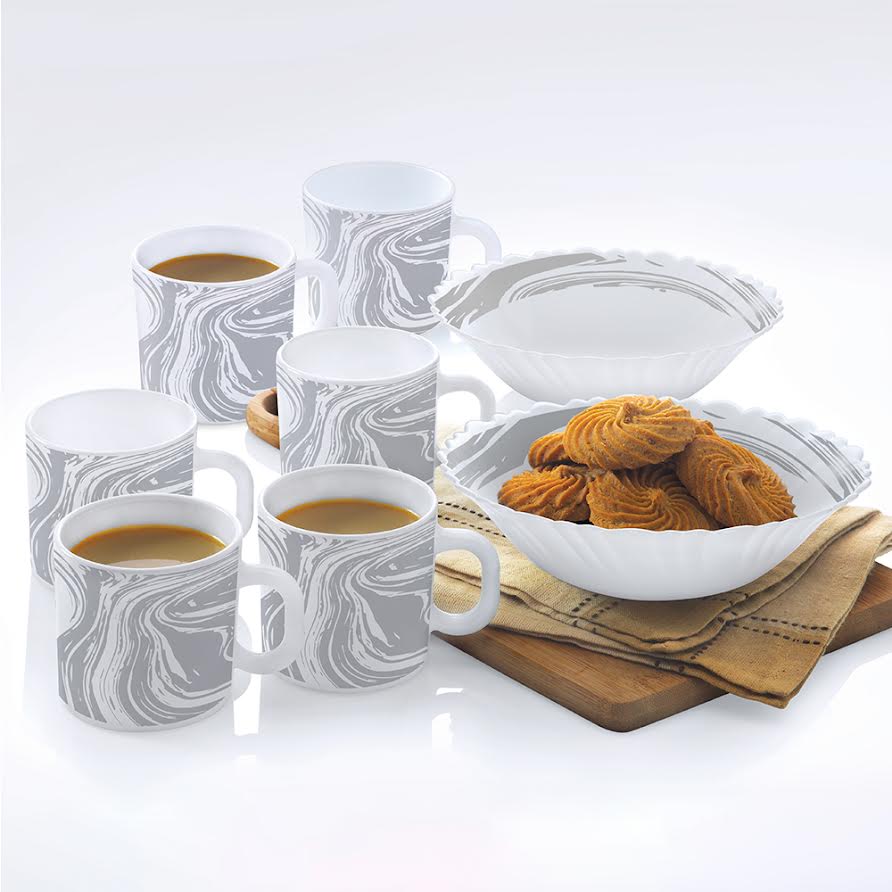 My Borosil Larah by Borosil Marble Snack Set w Mugs