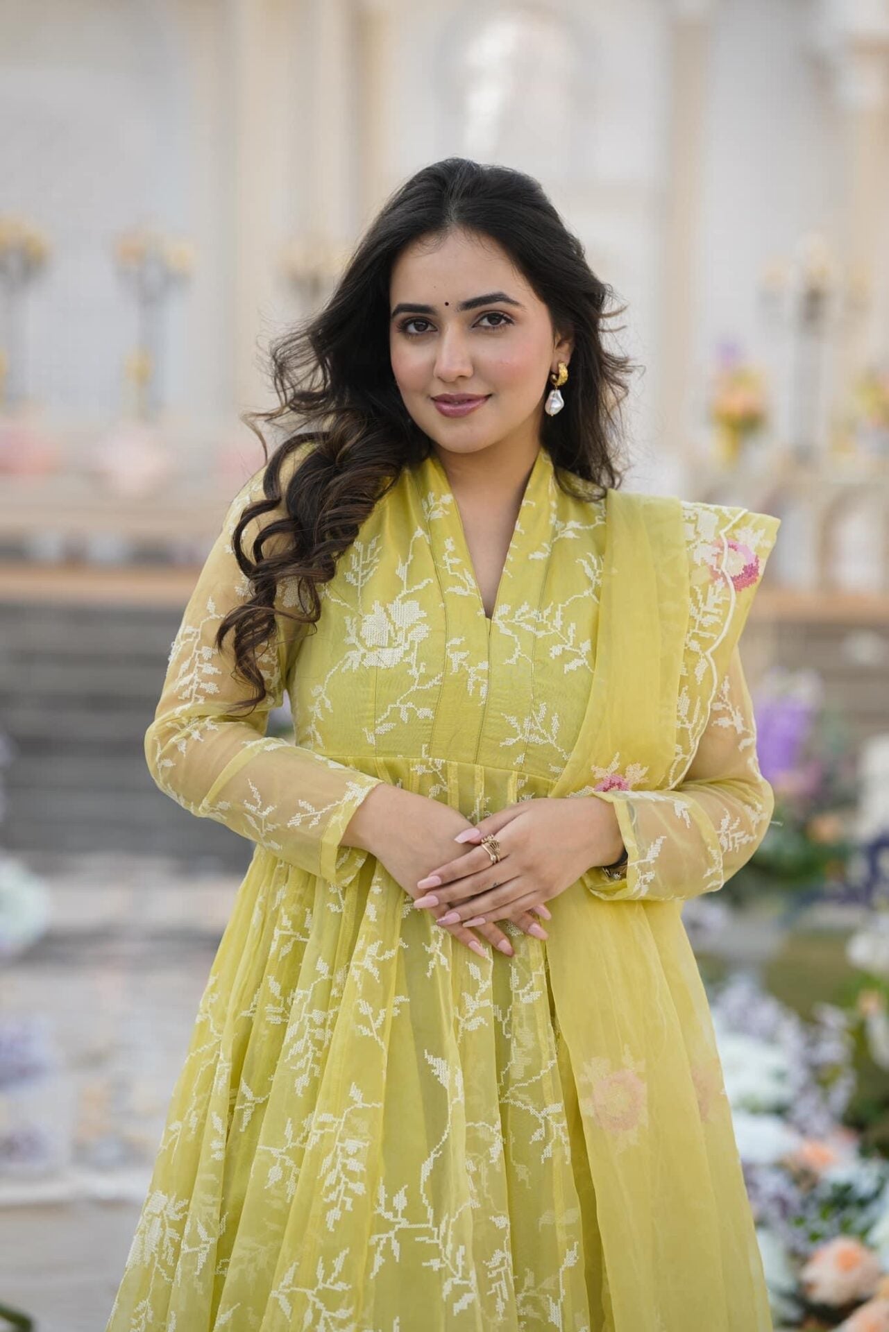 Idaho-o Faded yellow organza suit set - view 6