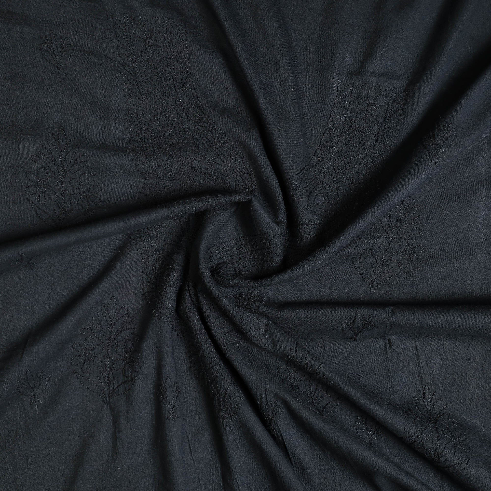 ITOKRI CRAFTS INITIATIVE Black - Hand Embroidery Mul Cotton Chikankari Kurta Material 46 - view 2