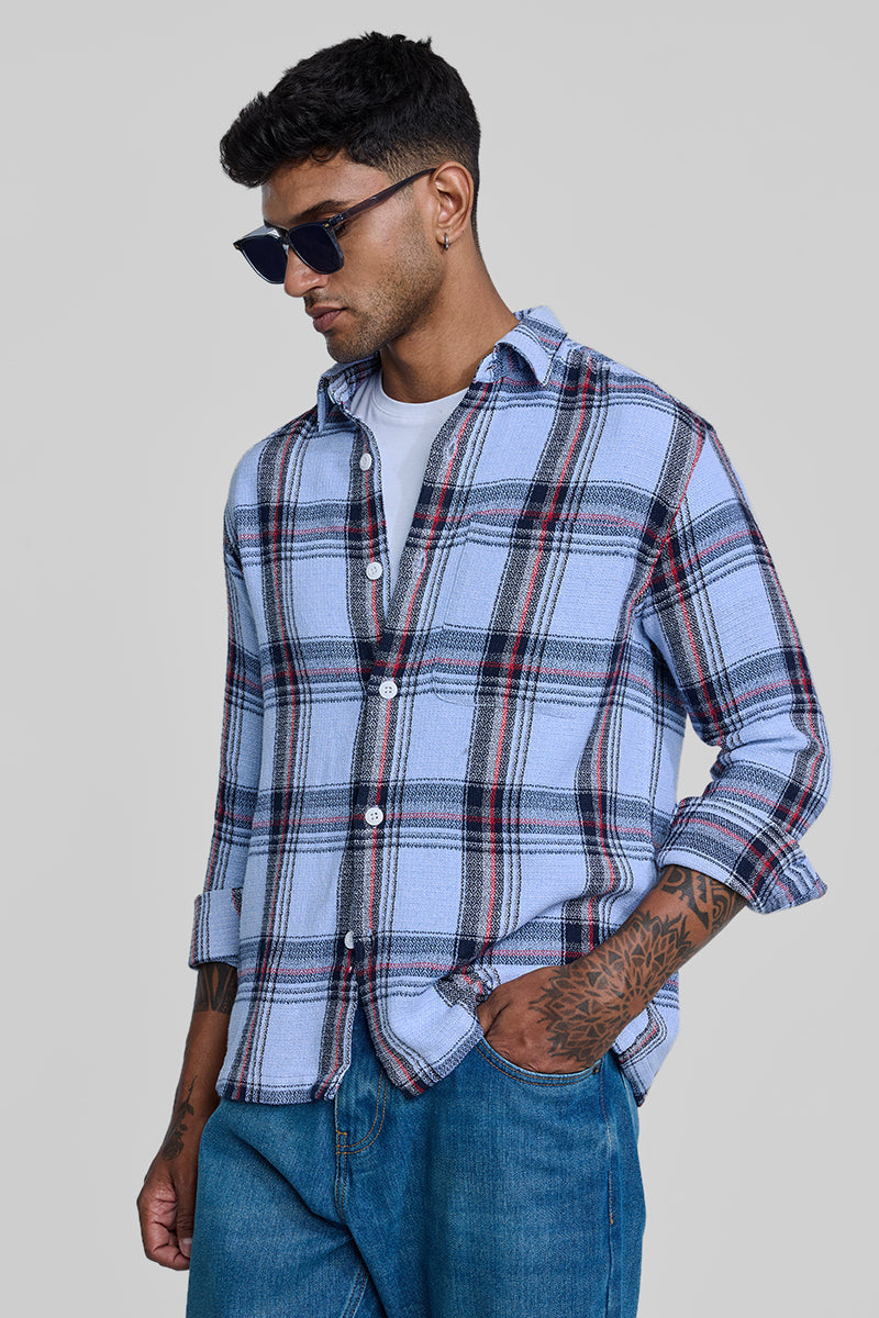 SNITCH Blue Box Fit Plaid Shirt