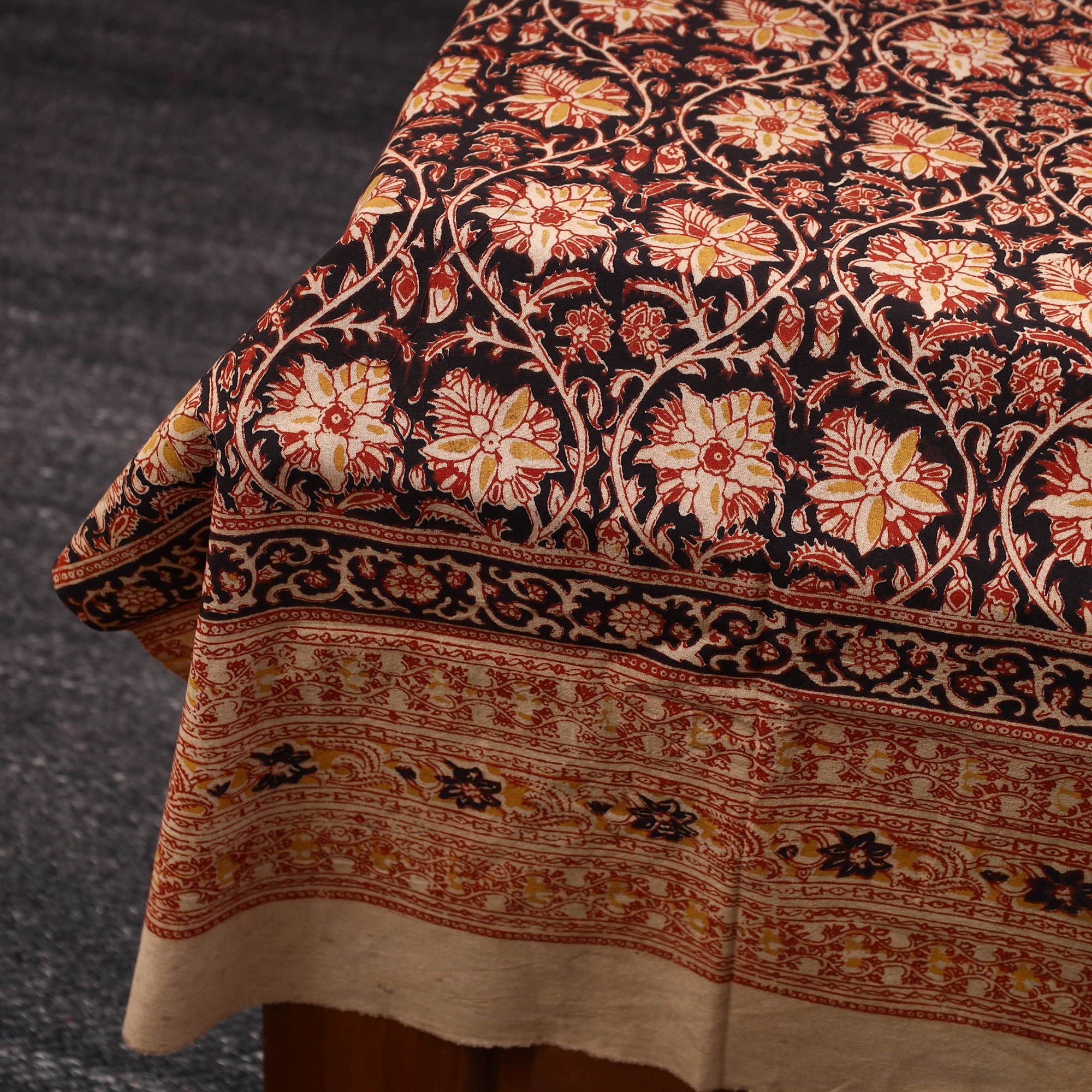 SOUTH KARGHA Brown - Kalamkari Block Printed Cotton Single Bed Cover (90 x 60 in) - view 4