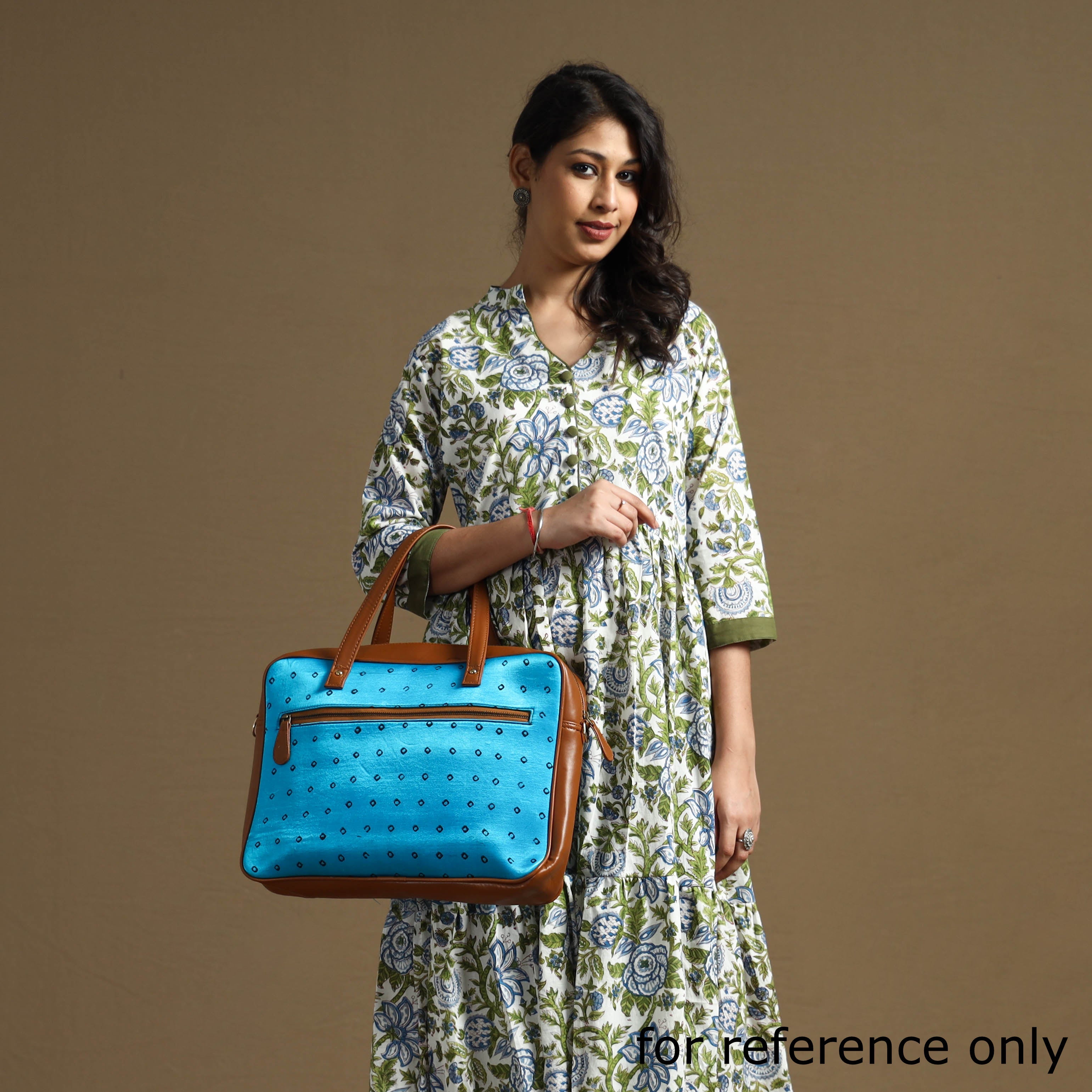 ITOKRI CRAFTS INITIATIVE Brown - Handcrafted Ajrakh Block Printed Modal Silk Laptop Bag (15 x 13 in) - view 4