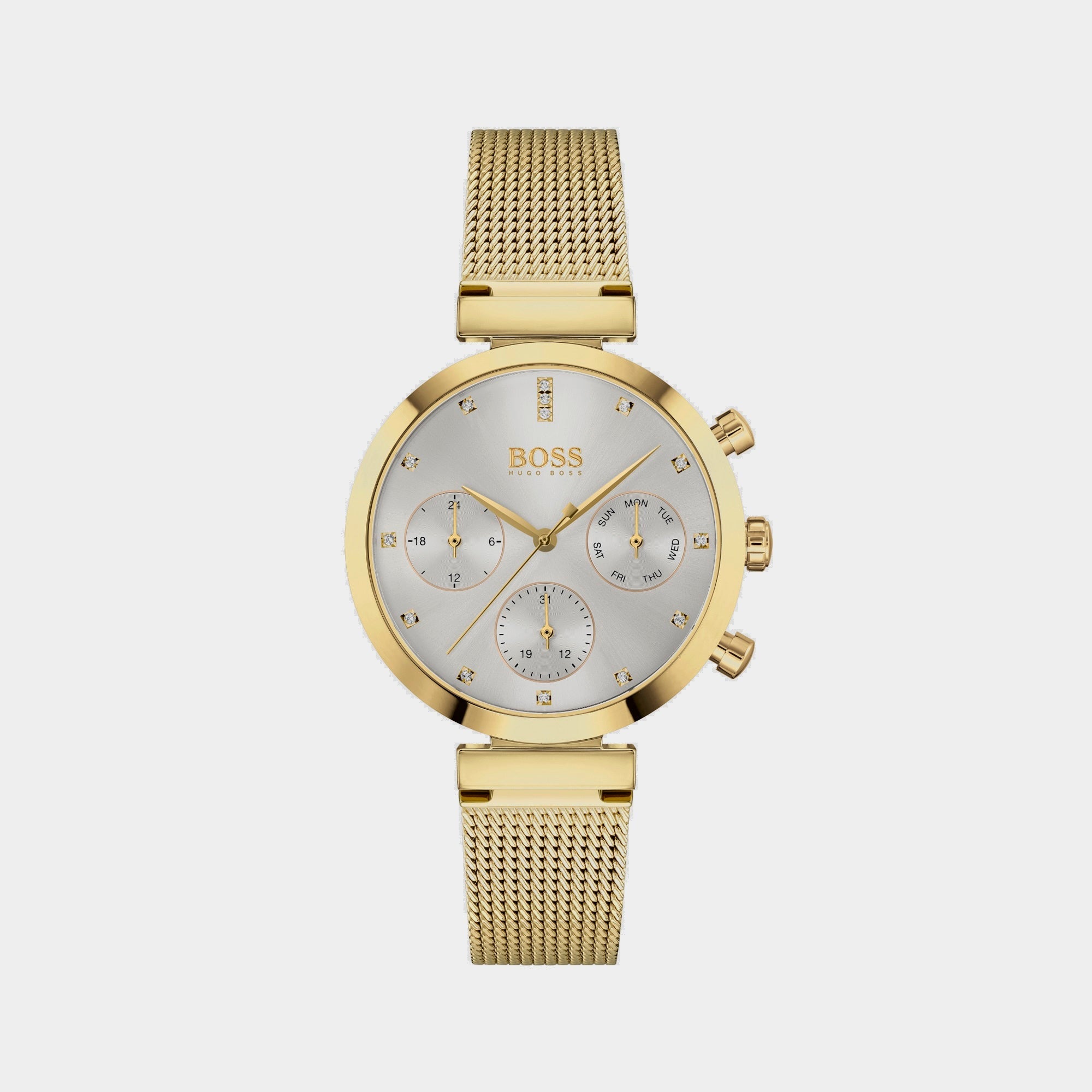 Boss Flawless Women Quartz Silver Dial Chronograph Mesh Watch 1502552