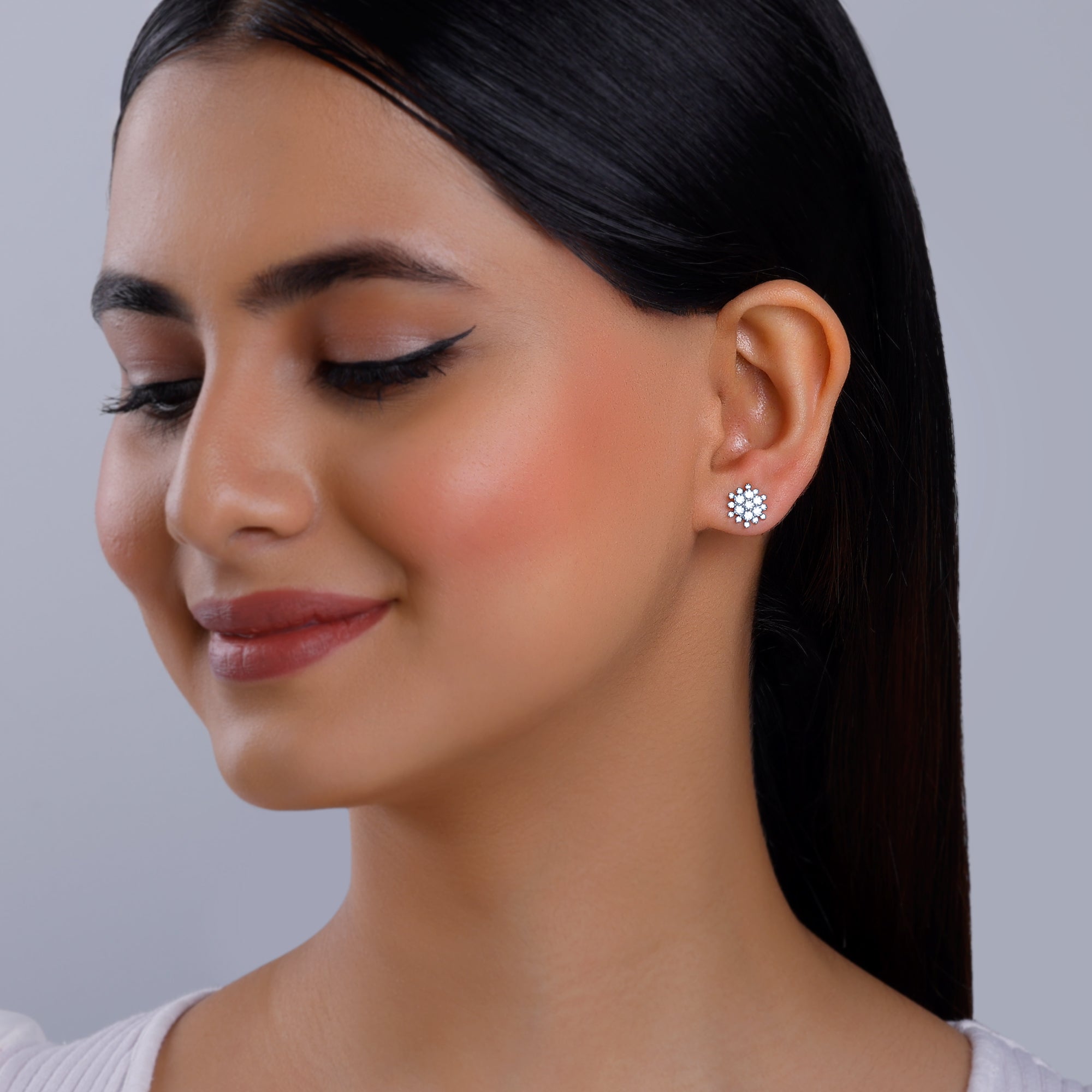 GIVA Jewellery Gold Garden Bloom Diamond Studs - view 3