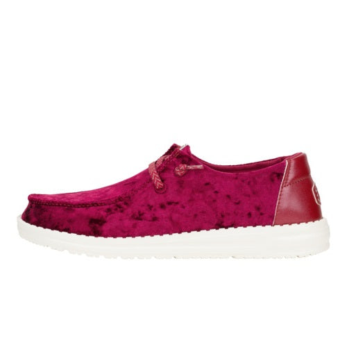 HEYDUDE shoes Wendy Crushed Velvet - Burgundy