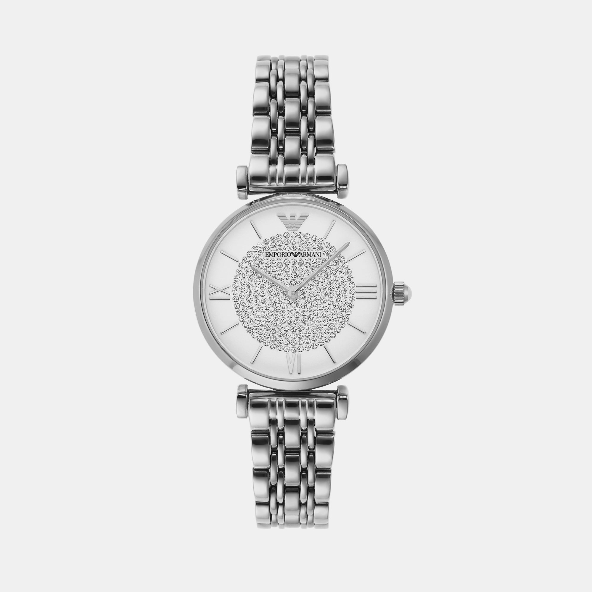 Emporio Armani Gianni T-Bar Women Quartz Silver Dial Analog Stainless Steel Watch AR1925