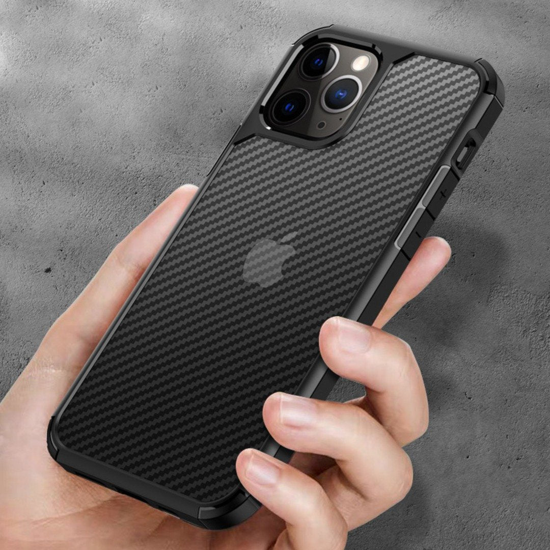 Apple iPhone 12 Opaque Matte Carbon Fiber TPU Armor Case