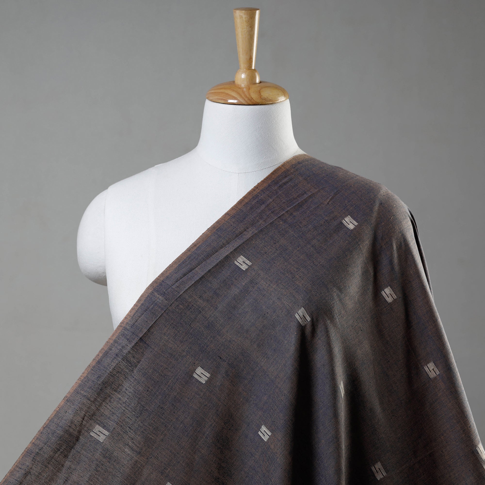 ARTISAN DIRECT BY CREATIVE DIGNITY Brown - Bengal Jamdani Buti Pure Handloom Cotton Fabric
