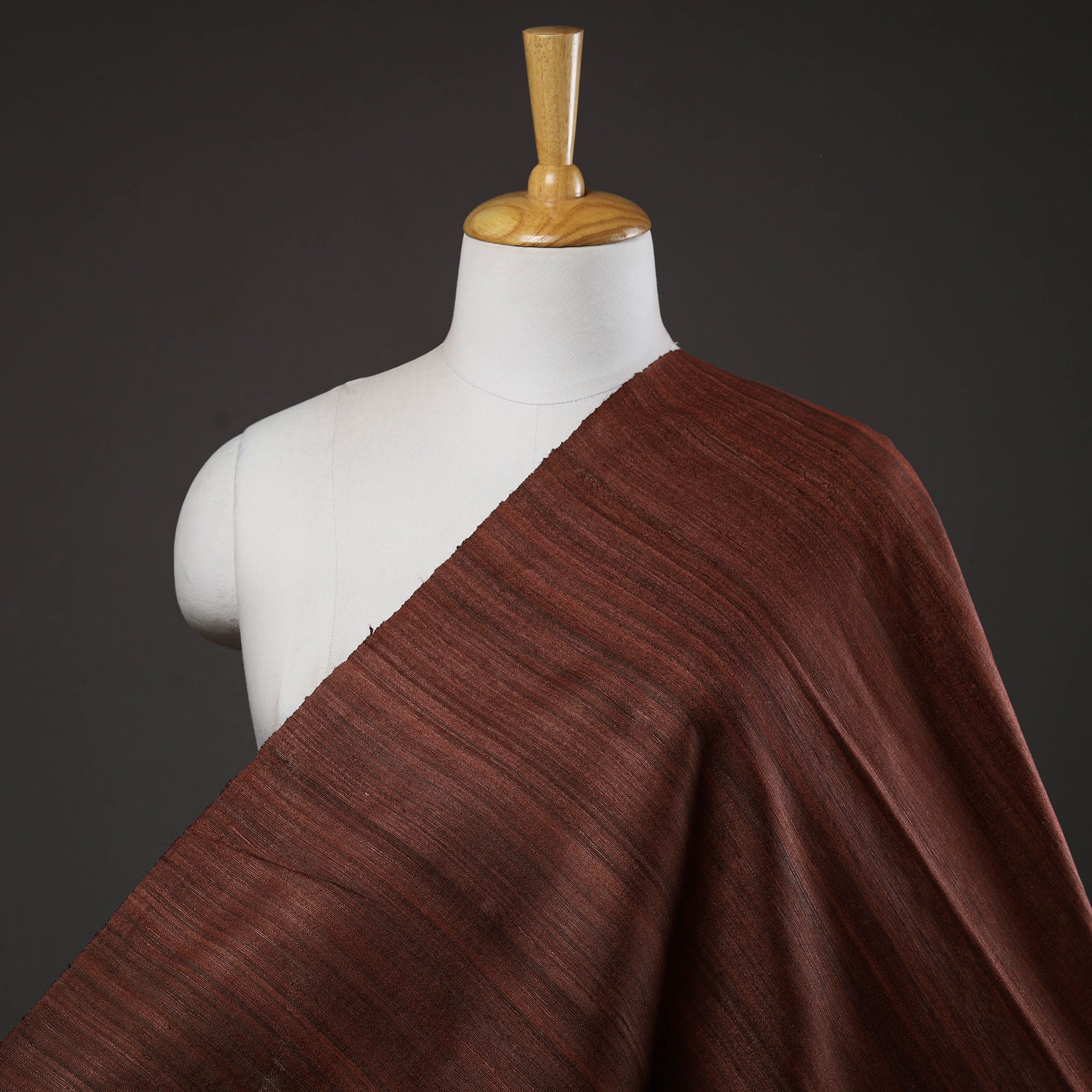 ITOKRI CRAFTS INITIATIVE Brown - Bhagalpuri Handwoven Pure Desi Tussar Silk Fabric 09