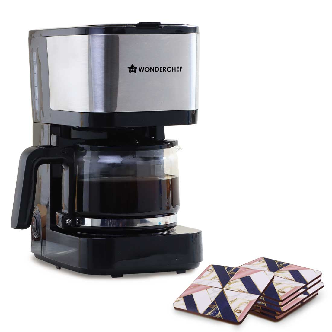 Wonderchef Regalia Pronto Coffee Maker + Coaster Set Gift Combo.
