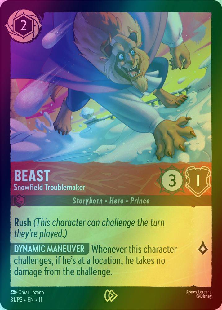 P3 disney lorcana – Beast - Snowfield Troublemaker - 31/P3 [Disney Lorcana Promo Cards] [Cold Foil]