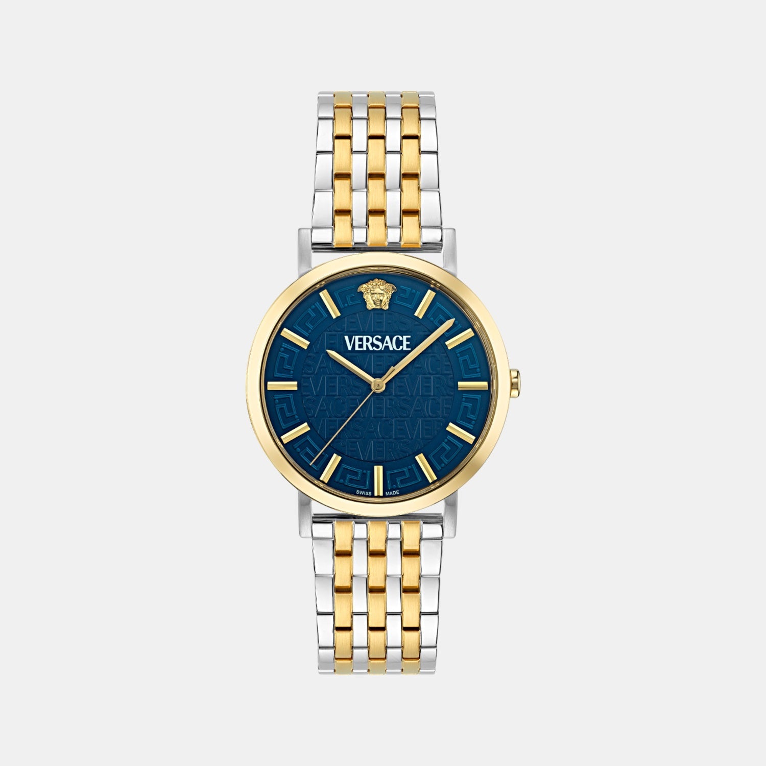 Versace Greca Slim Men Quartz Blue Dial Analog Stainless Steel Watch VE8Q00424