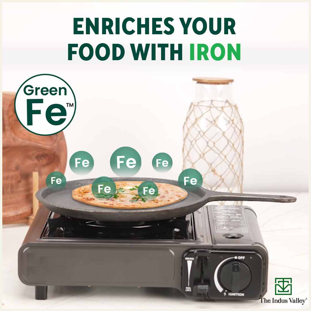 The Indus Valley CASTrong Cast Iron Tawa with Handle, Pre-seasoned, 100% Pure, Toxin-free, Induction, 25.7cm, 2kg - view 6
