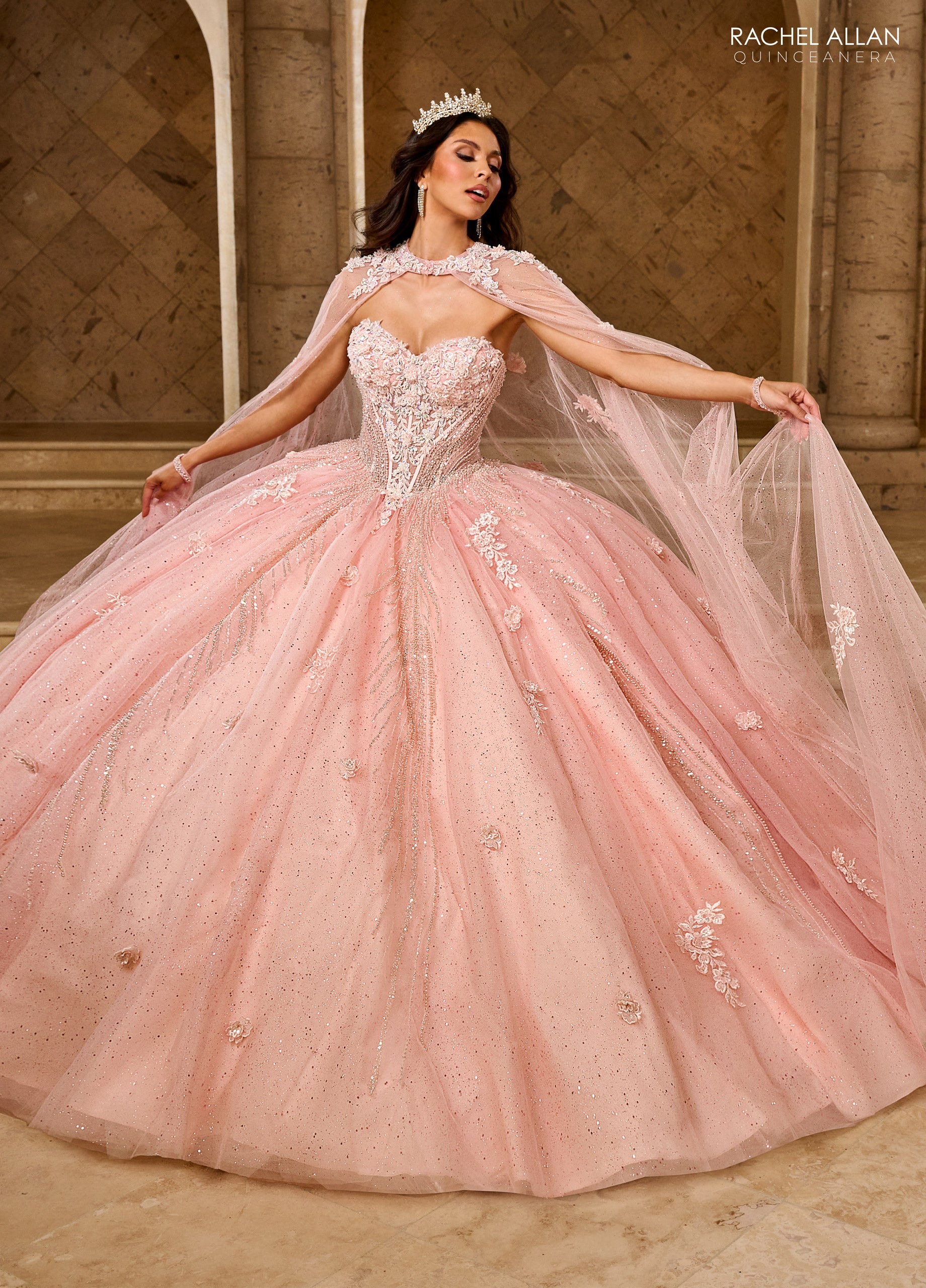 Mary's Bridal Strapless Cape Quinceanera Dress by Rachel Allan RQ1162