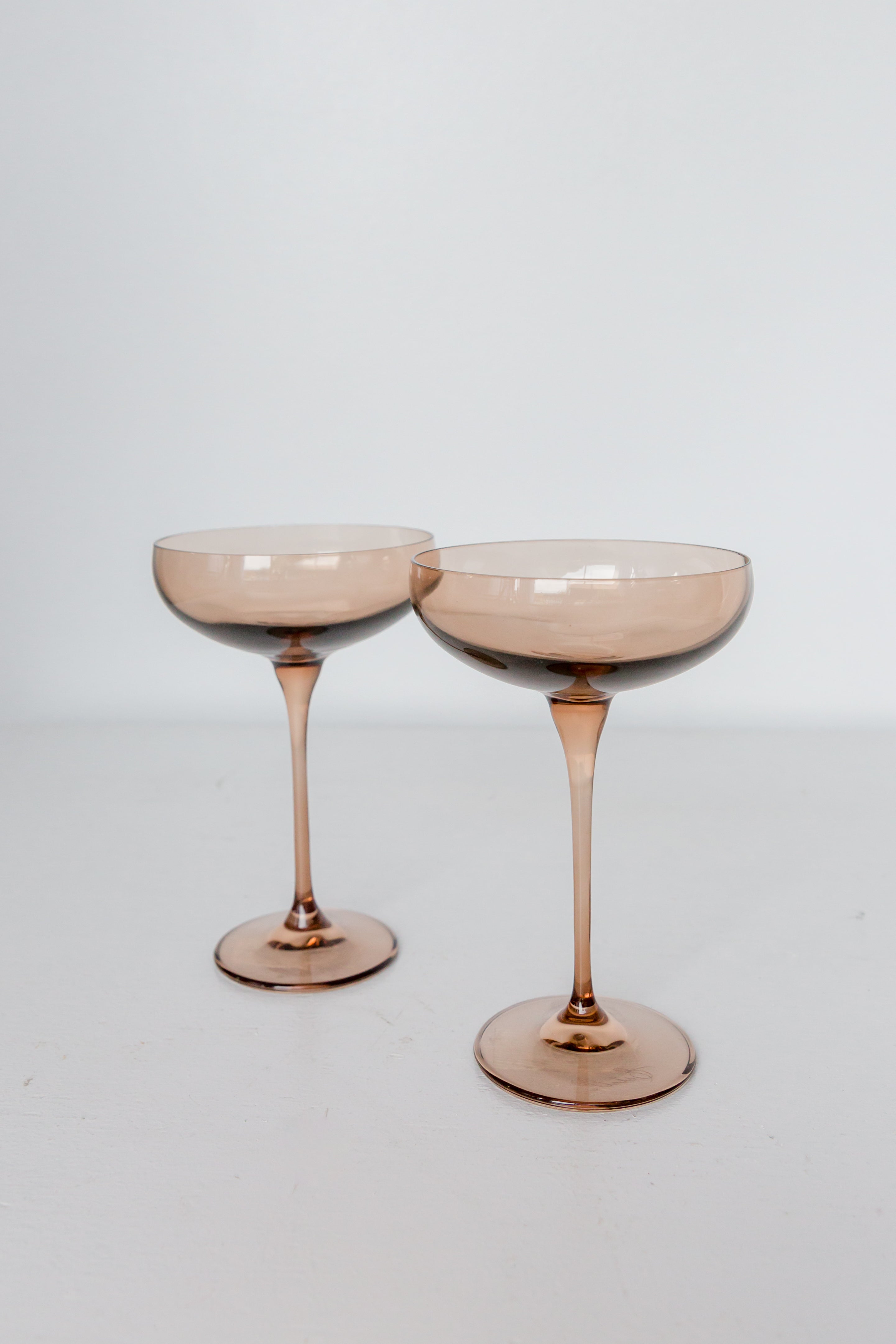 Estelle Colored Glass Estelle Colored Champagne Coupe Stemware - Set of 2 {Mocha Mousse (Our Amber Smoke)}