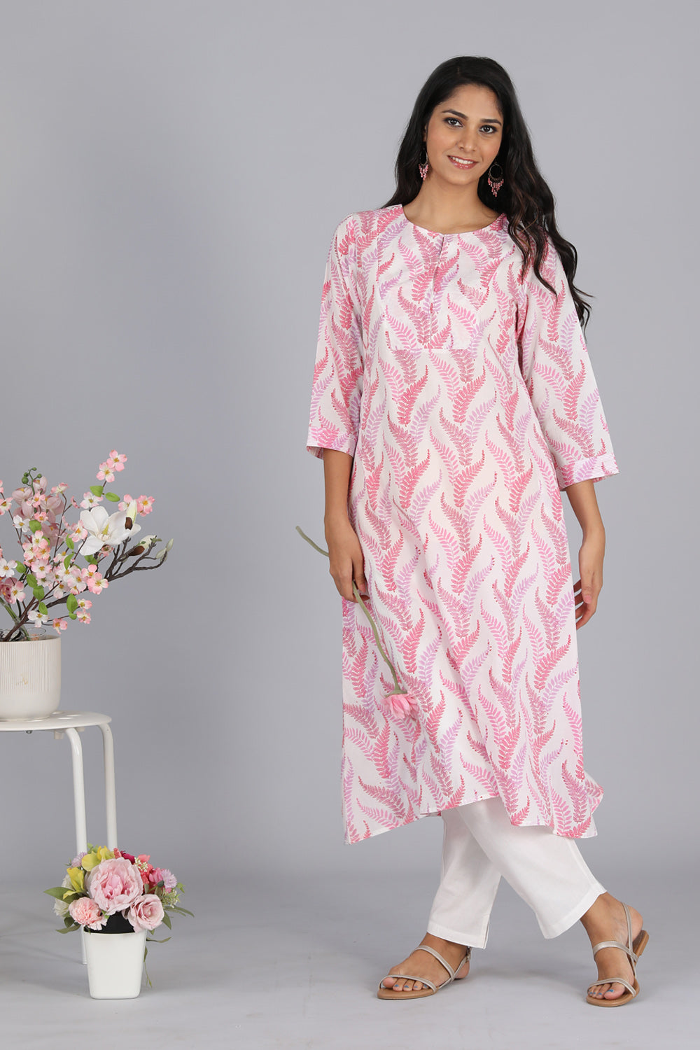 Kalanjali Ethnics Handblock printed cotton A-line kurti