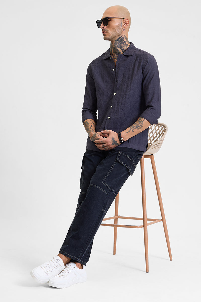 SNITCH Charcoal Grey Crinkle Shirt - view 6