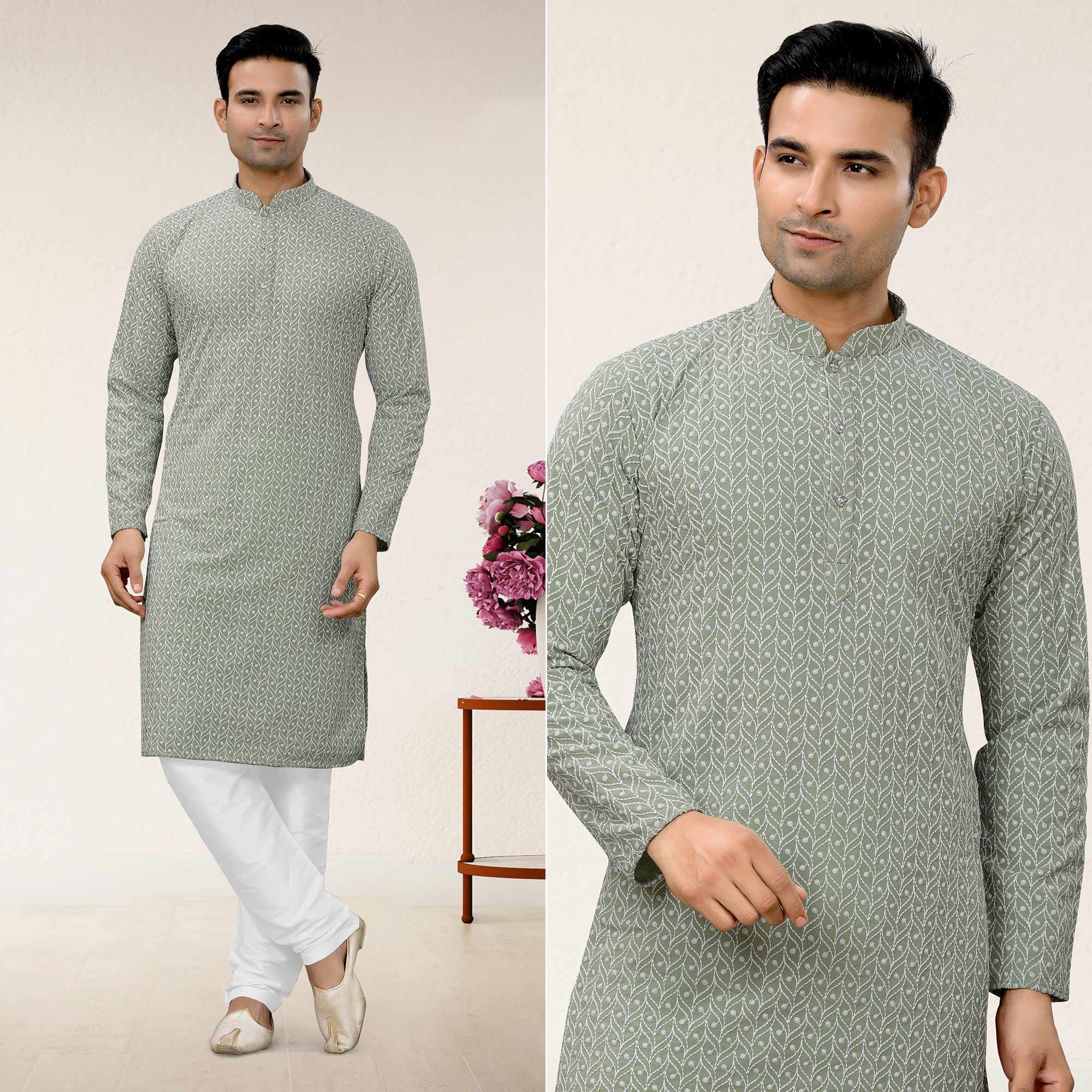 Grey sleepwear – BlackTree grey-lucknowi-embroidered-georgette-kurta-pyjama-set