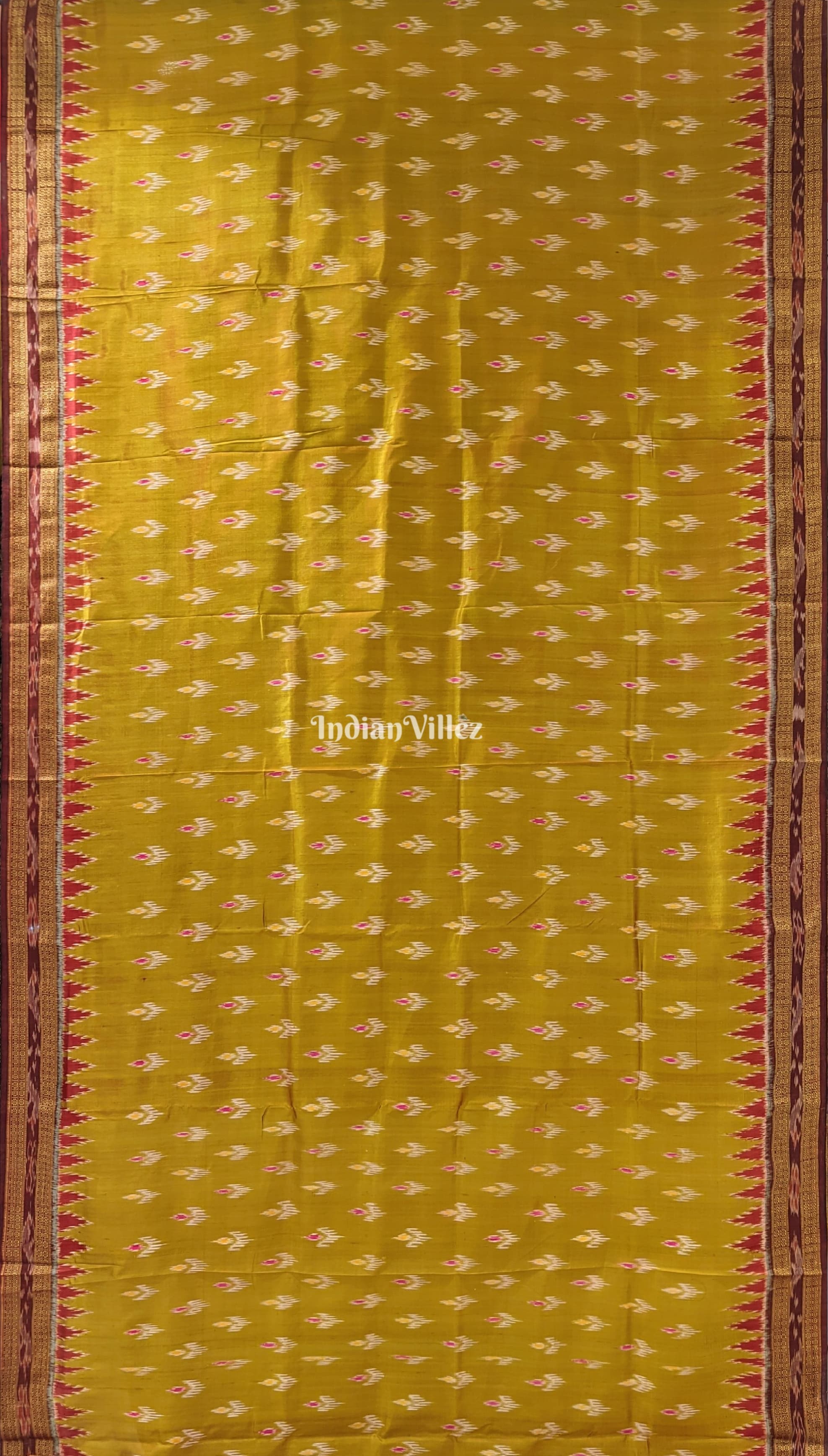 IndianVillèz Mehendi Dual Tone Mayur Chandrika Khandua Silk Saree - view 6