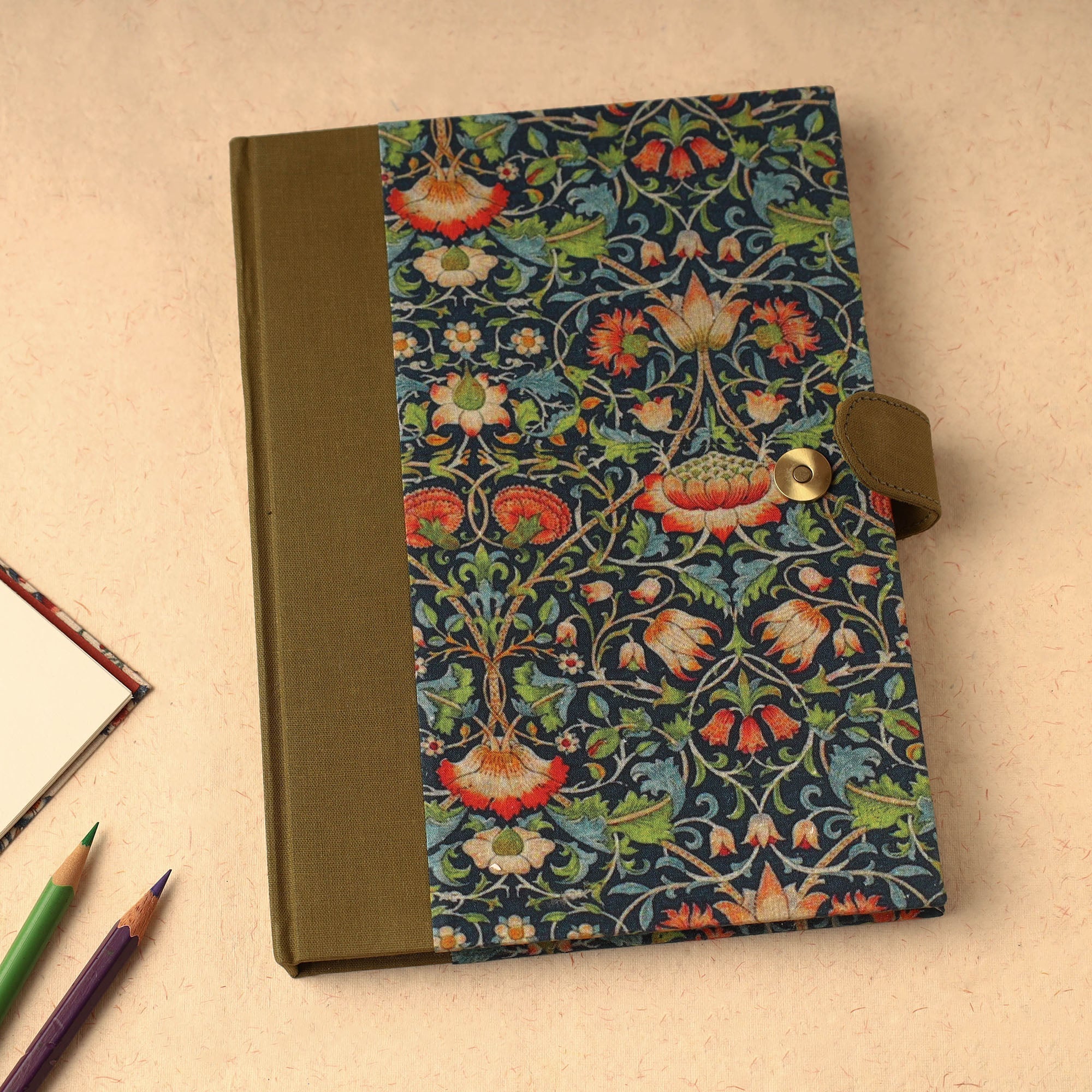 SUKRITI INPRINT Blue - Floral Printed Handcrafted Magnetic Closure Notebook (8 x 6 in) 14