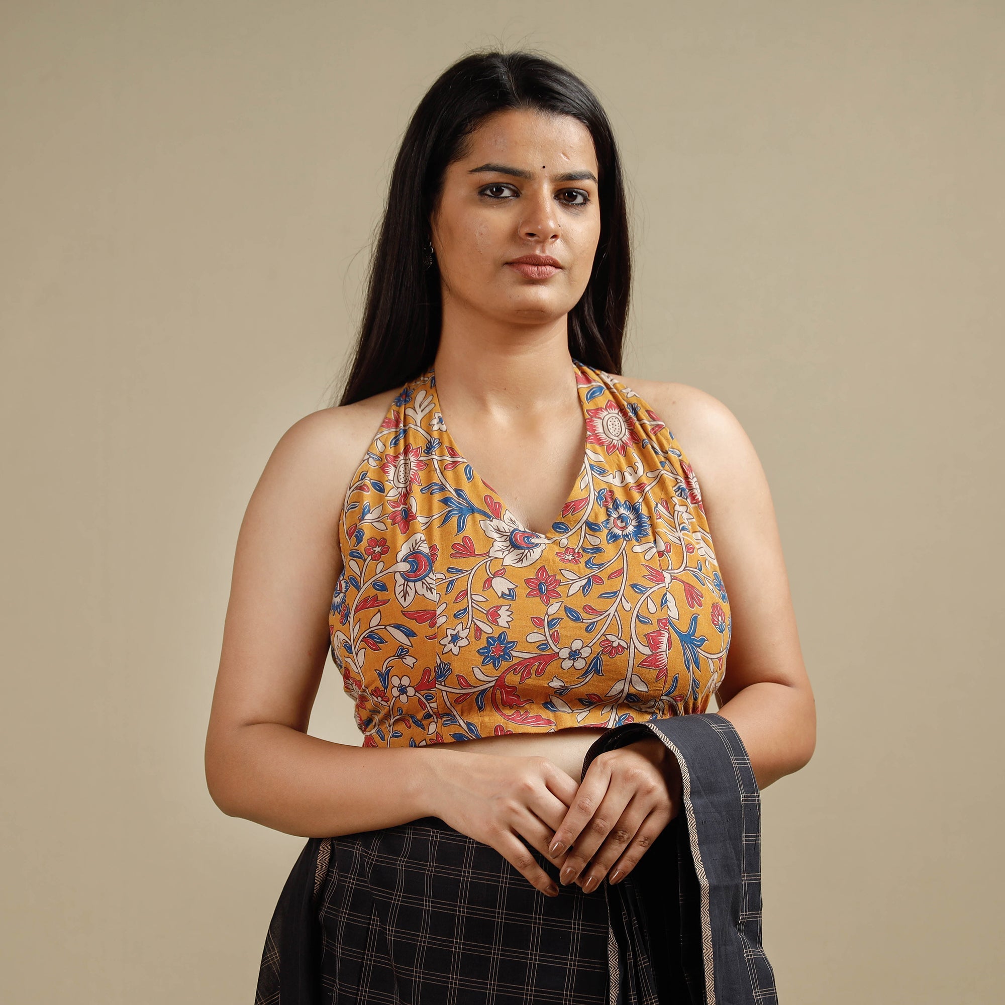 ITOKRI CASUALS Brown - Kalamkari Printed Cotton Stitched Blouse - view 2