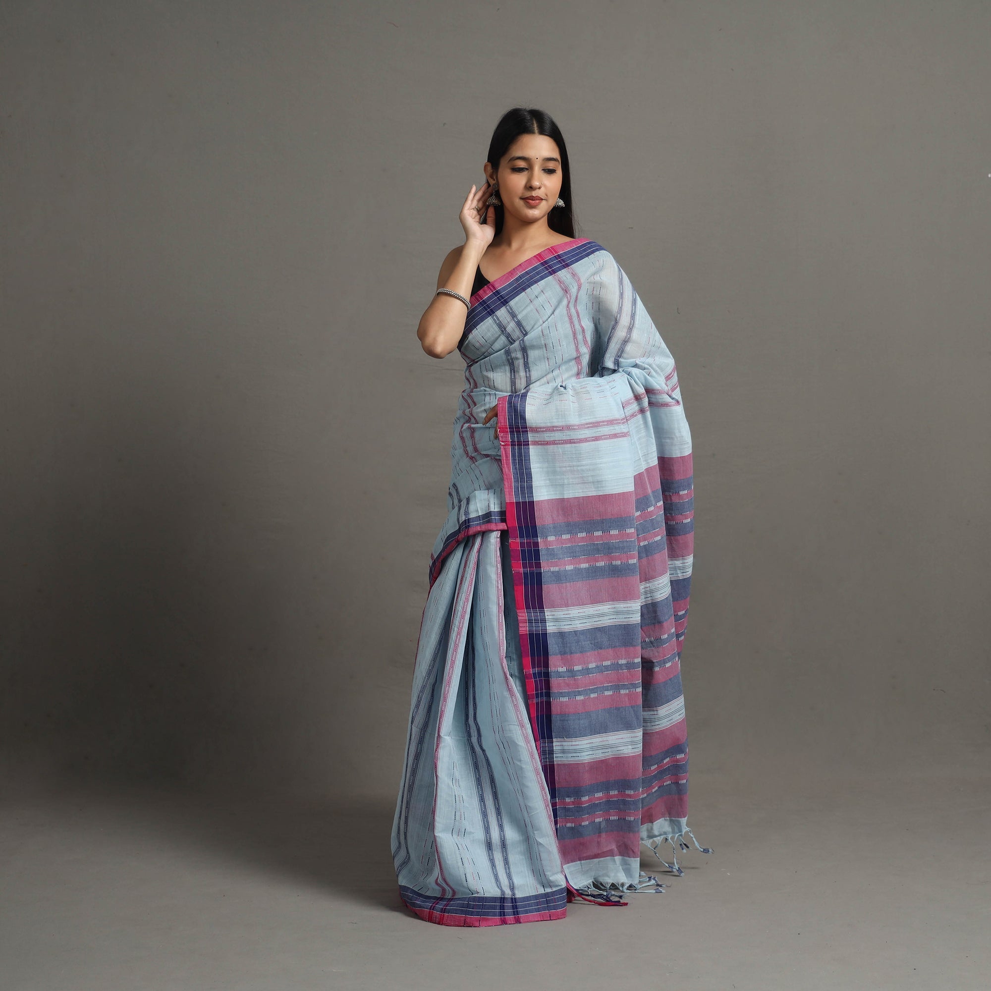 CREYO Blue - Ballakammi Cotton Handloom Saree 69