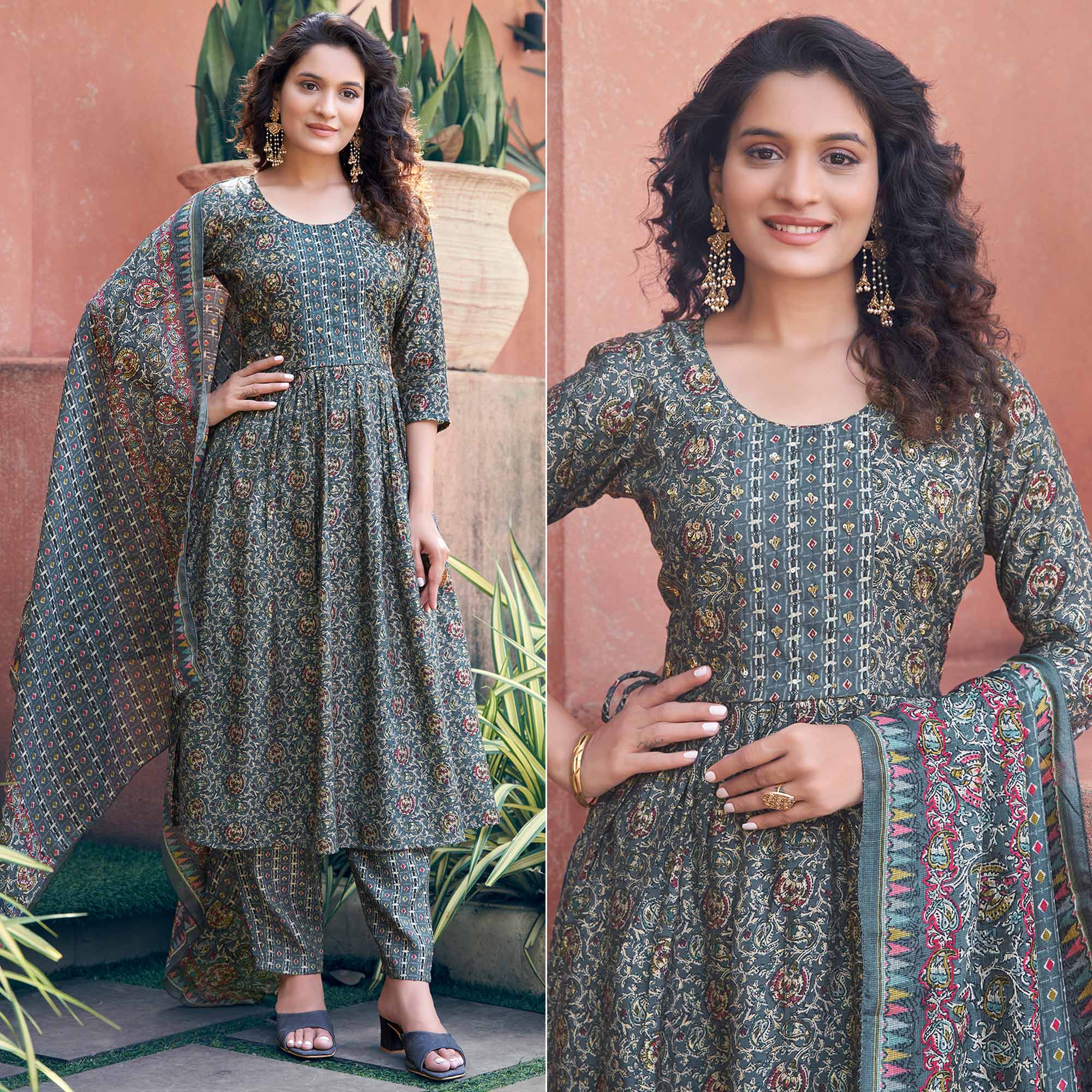 Grey suits – BlackTree grey-naira-cut-chanderi-silk-suit-with-handcrafted