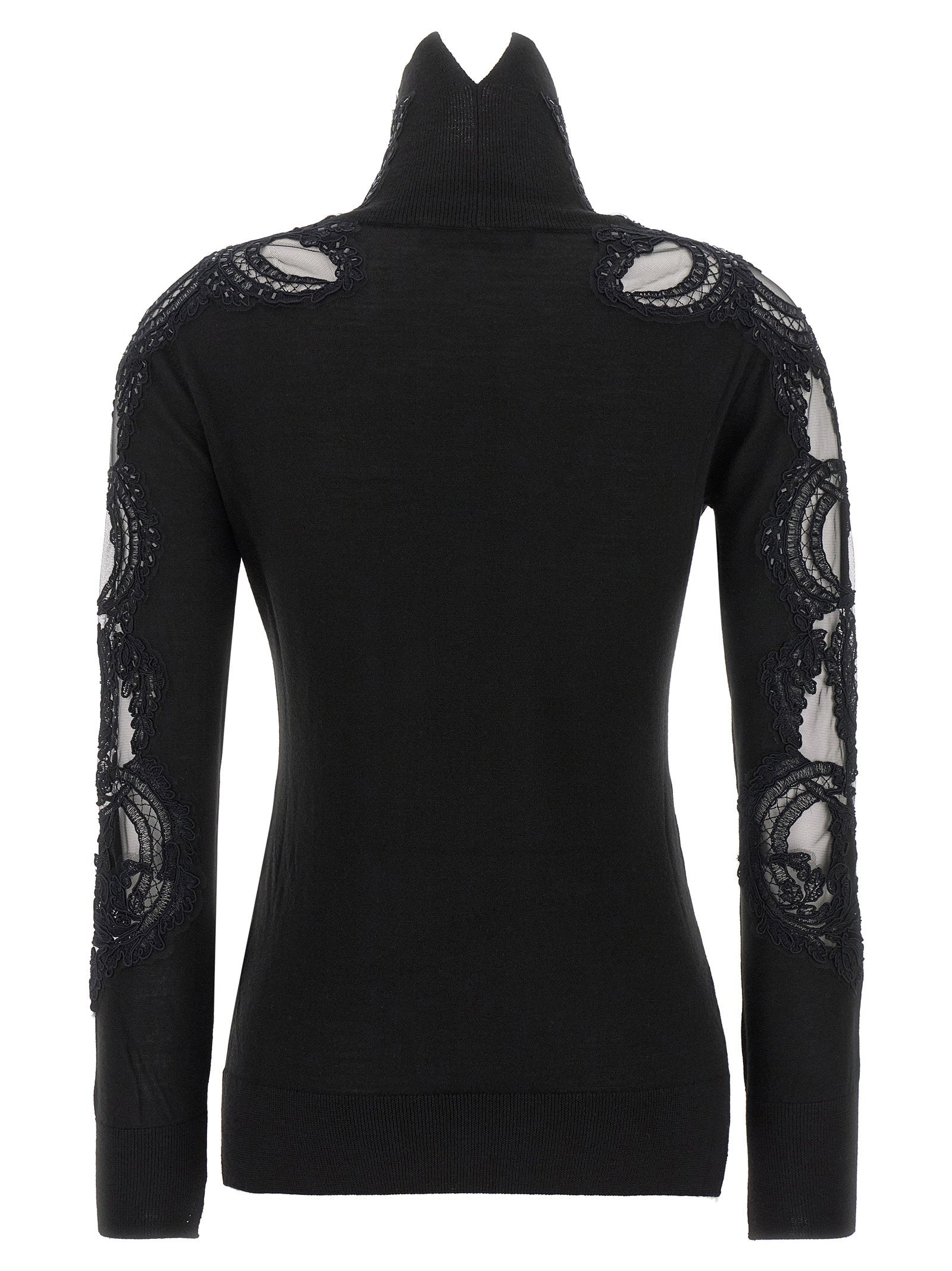 Ermanno Scervino High Neck With Lace Inserts – 100% virgin wool - view 2