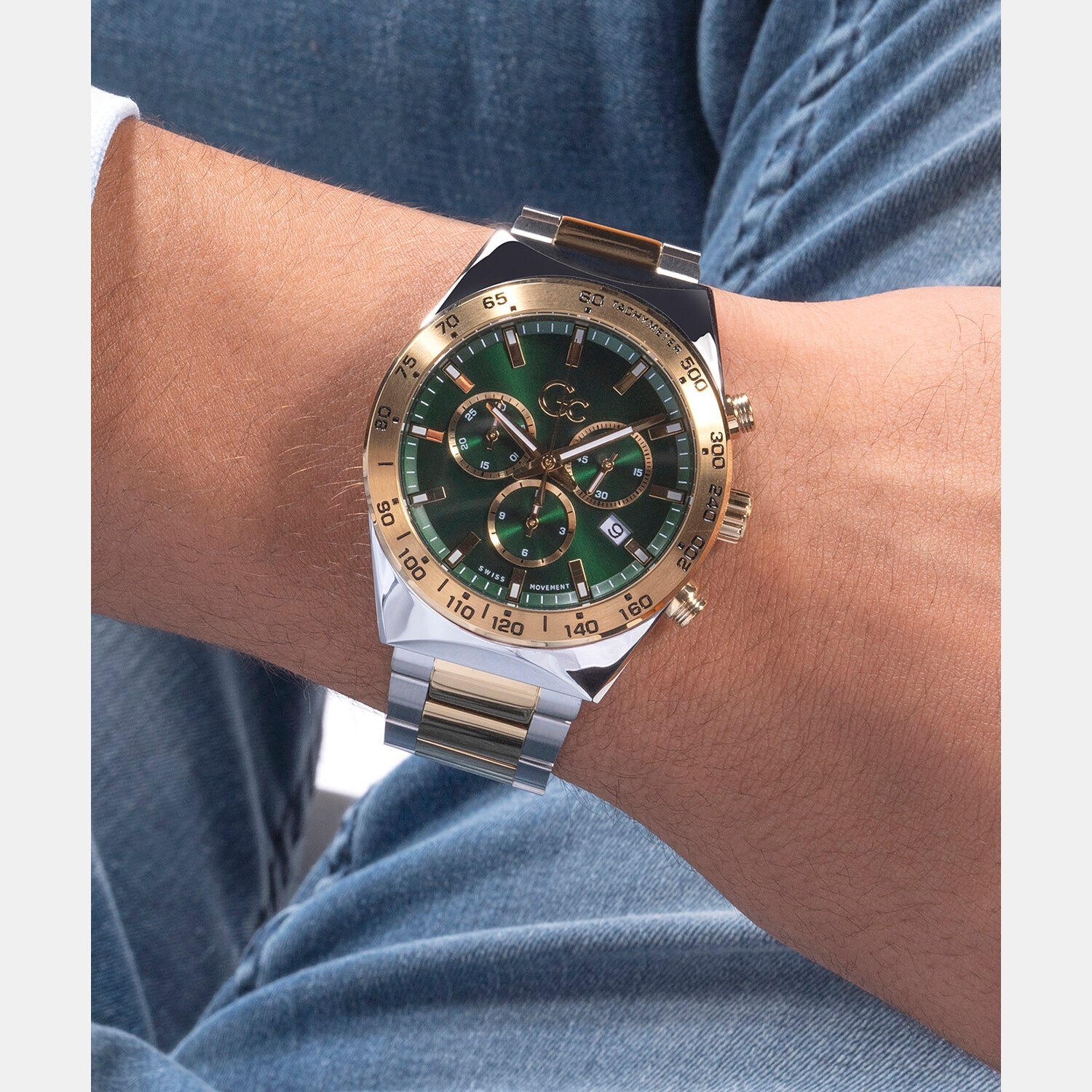 GC Clubhouse Chrono Men Quartz Green Dial Chronograph Stainless Steel Watch Z17001G9MF - view 6