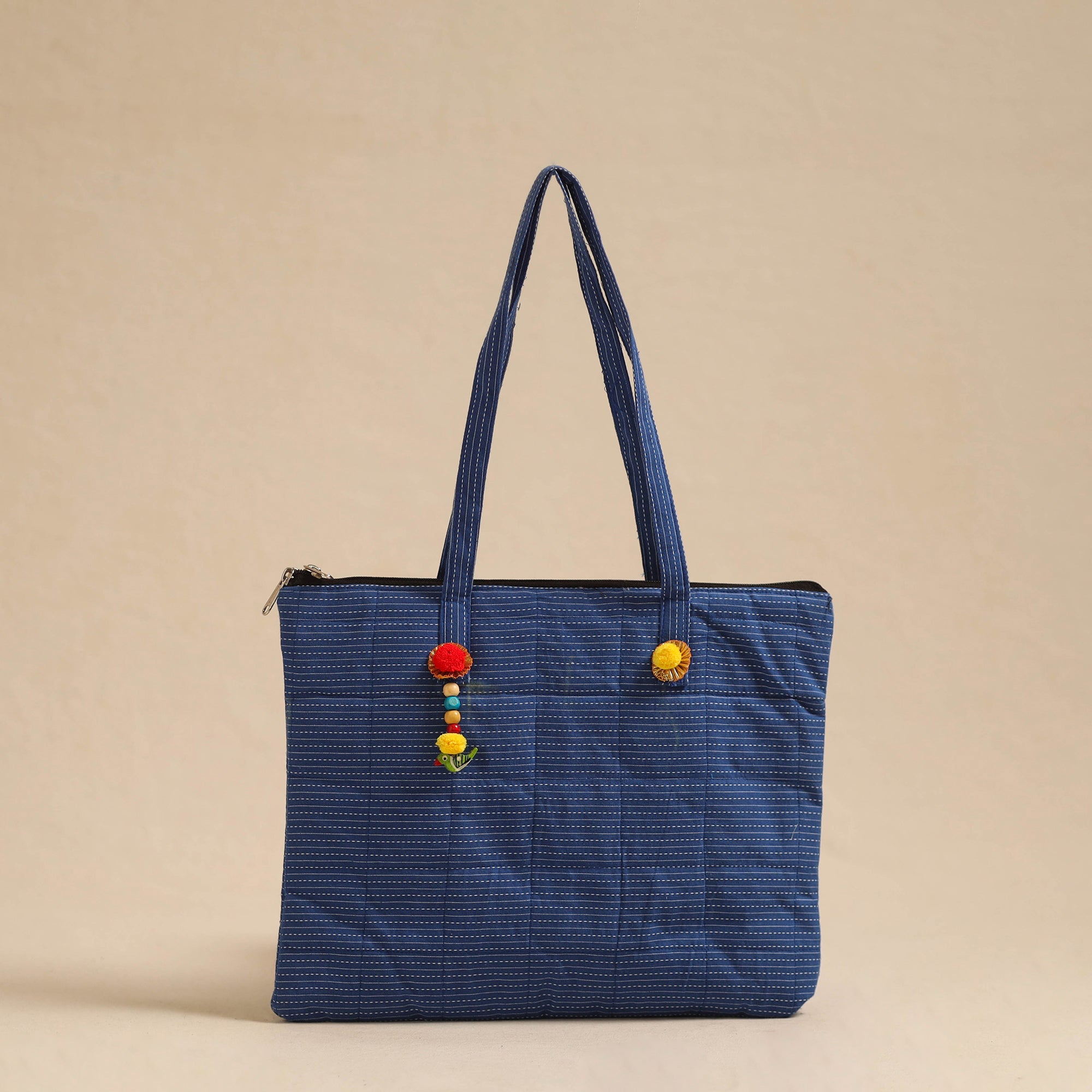 NOORI BAZAR Blue - Handcrafted Quilted Cotton Hand Bag 15