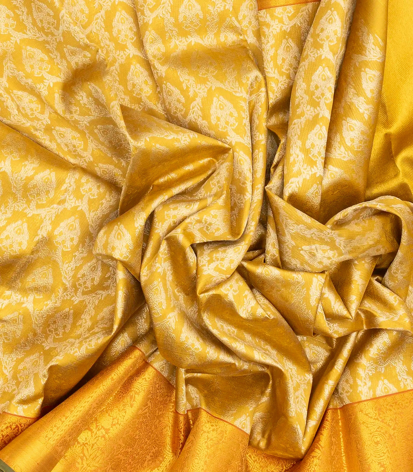 RmKV Gold Handloom Kanchipuram Silk Saree With Floral Jaal Motifs - view 3