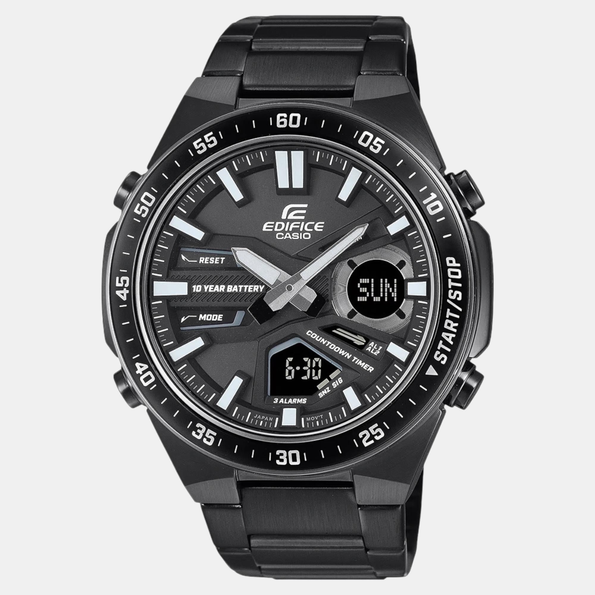 Casio Edifice Men Quartz Black Dial Analog-Digital Stainless Steel Watch ED601