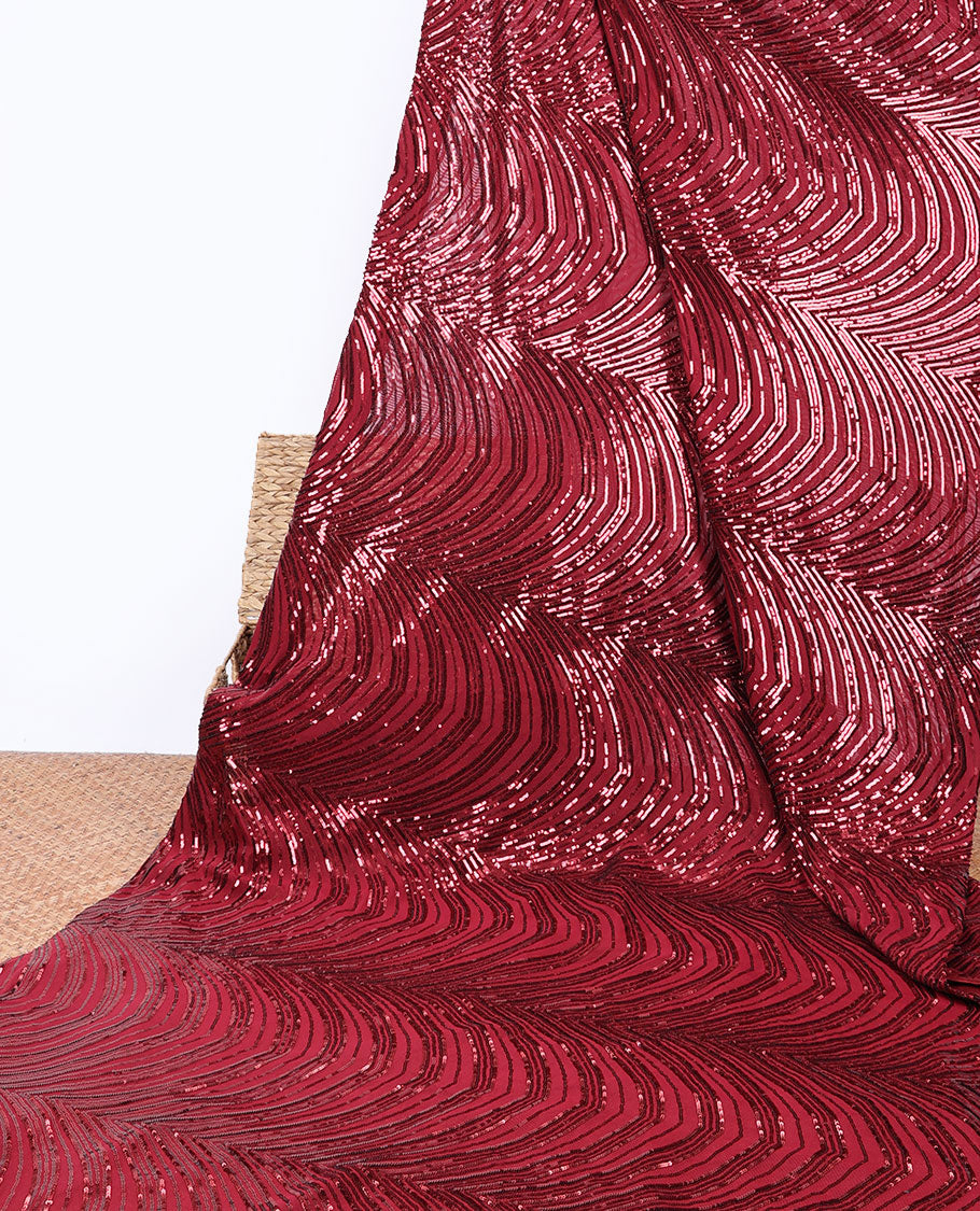 Pothys Borderless red sequins embroidered designer saree - view 2
